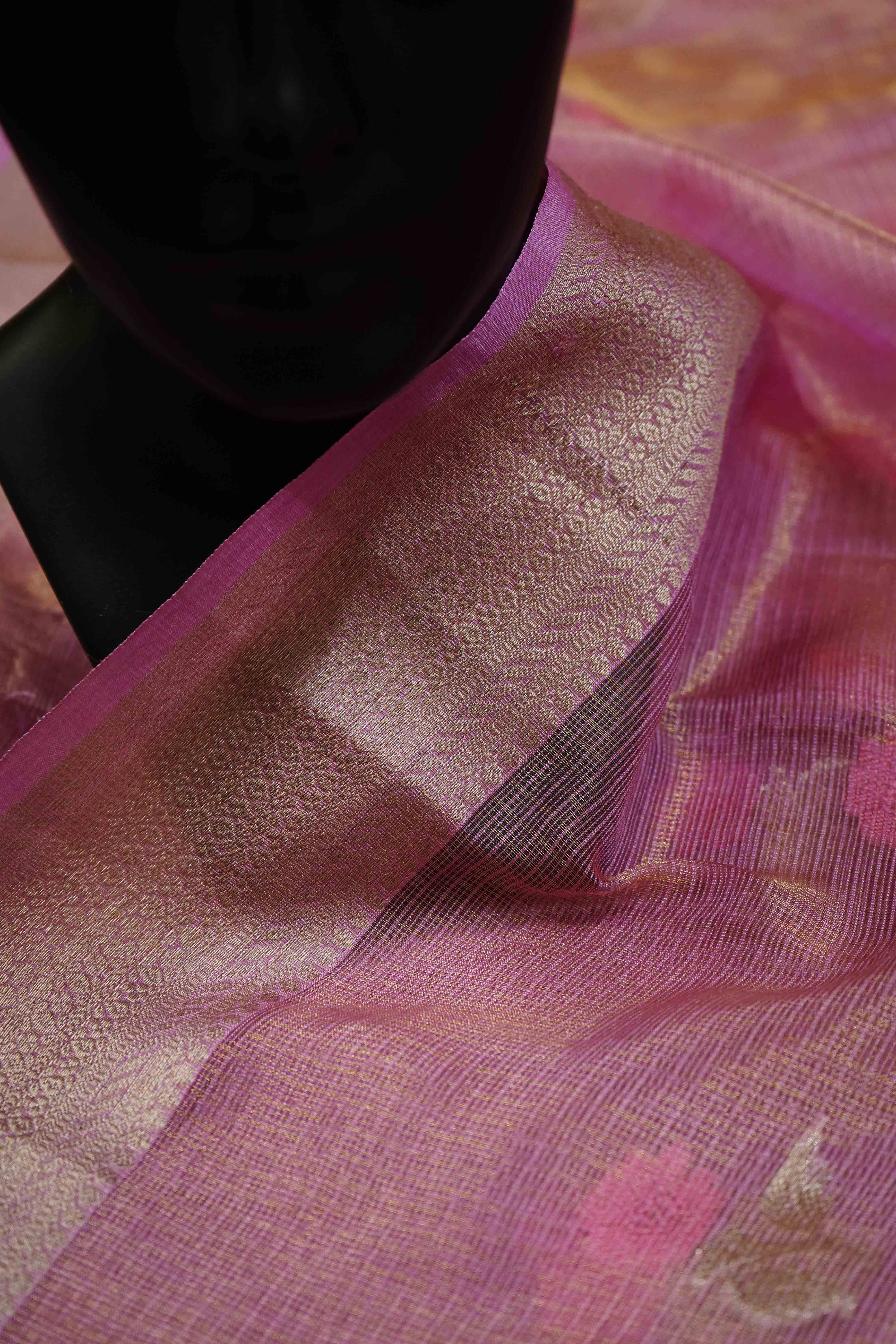 LIGHT PLUM HALF PURE KOTA SILK SAREE - Queens Jewel Emporium