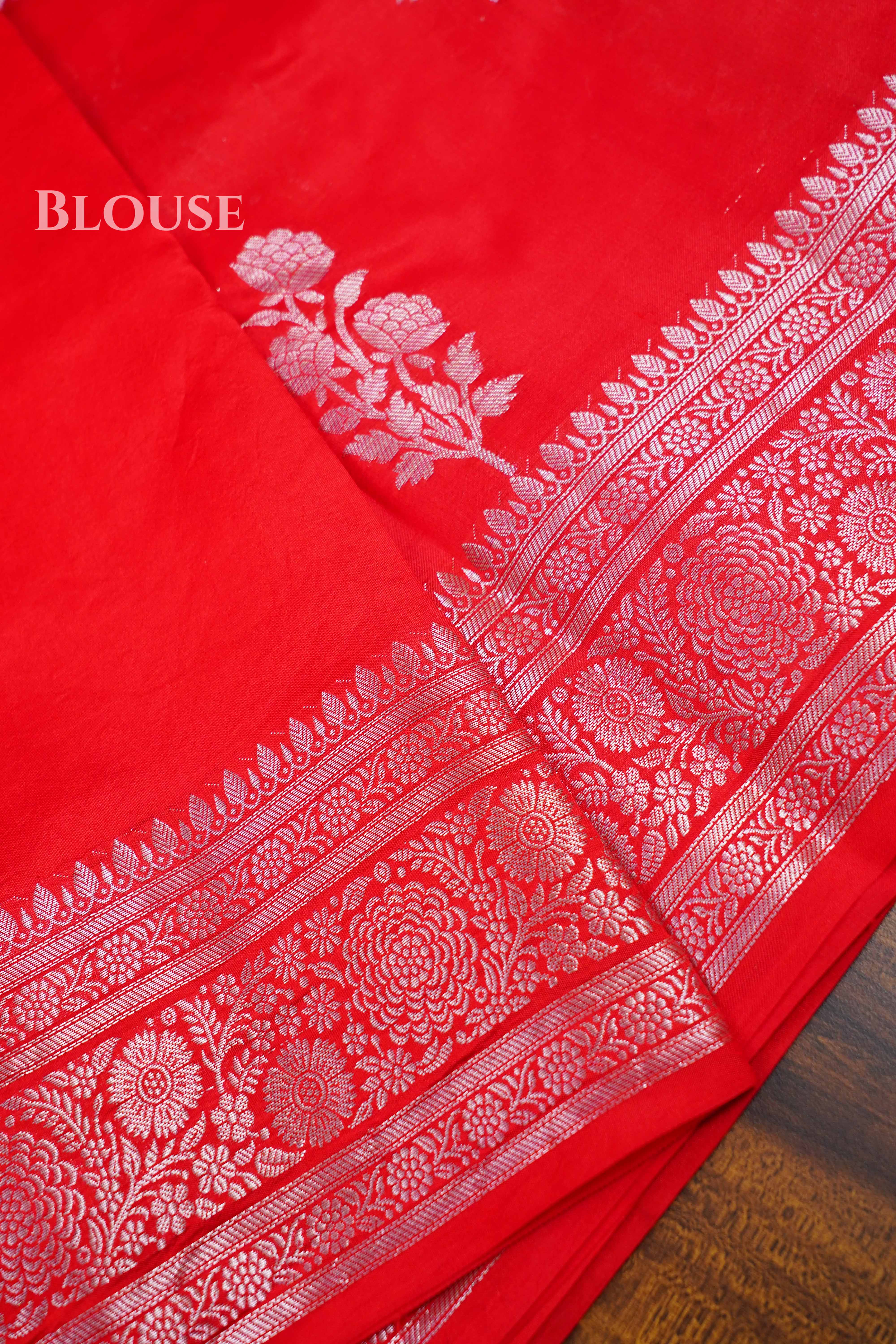 Lava Red Mango Silk Saree QUEENS ALMIRAH