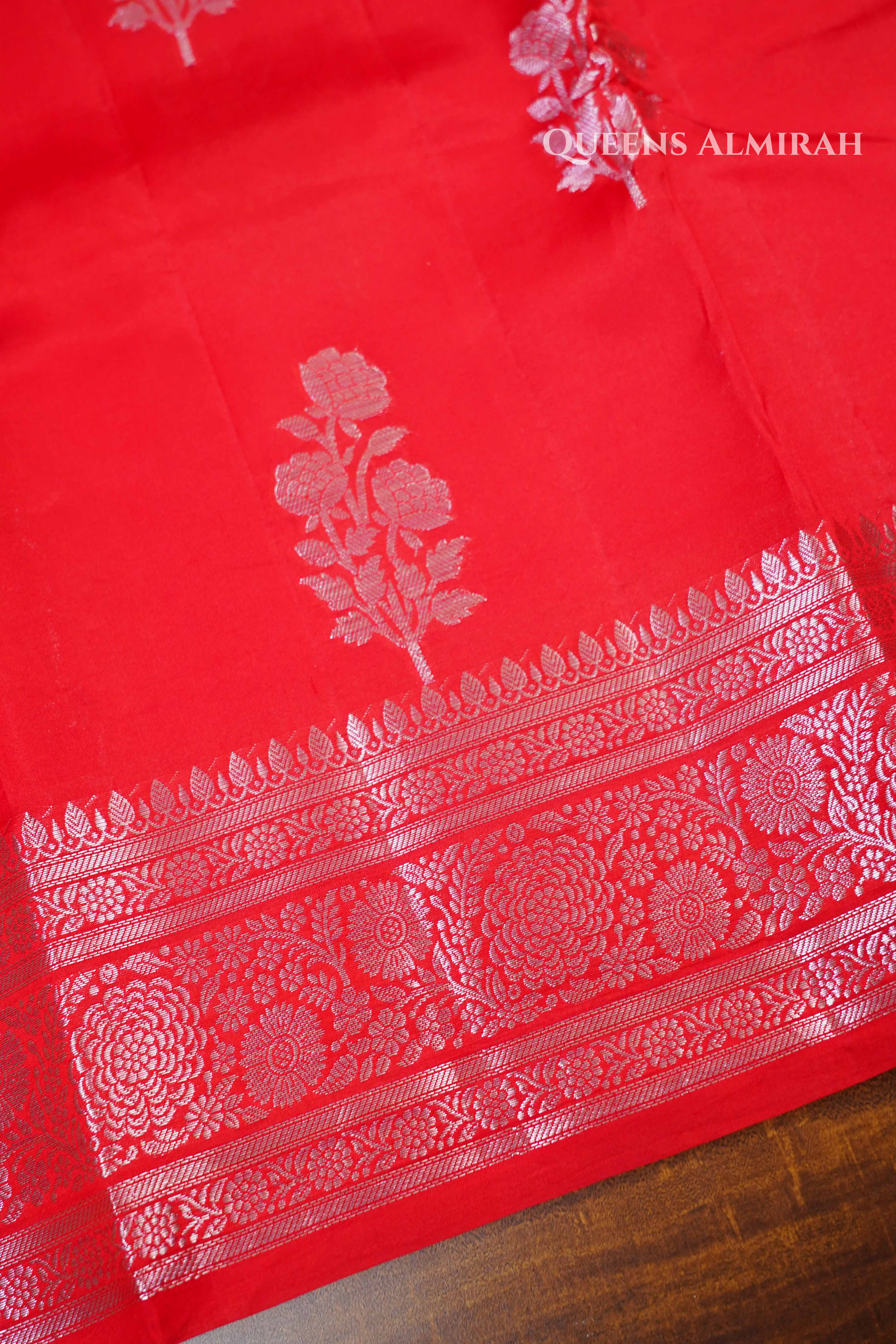 Lava Red Mango Silk Saree QUEENS ALMIRAH