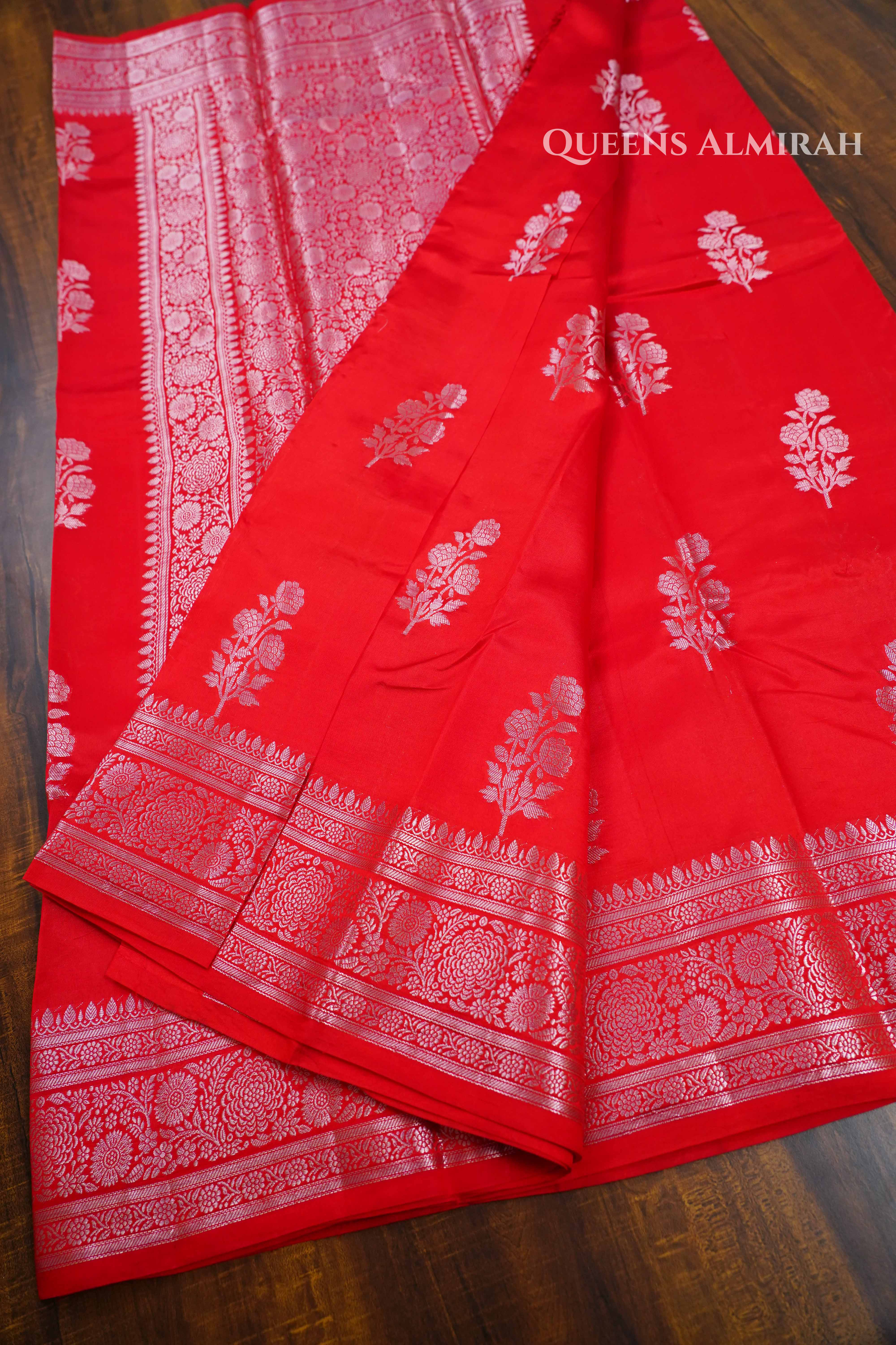 Lava Red Mango Silk Saree QUEENS ALMIRAH