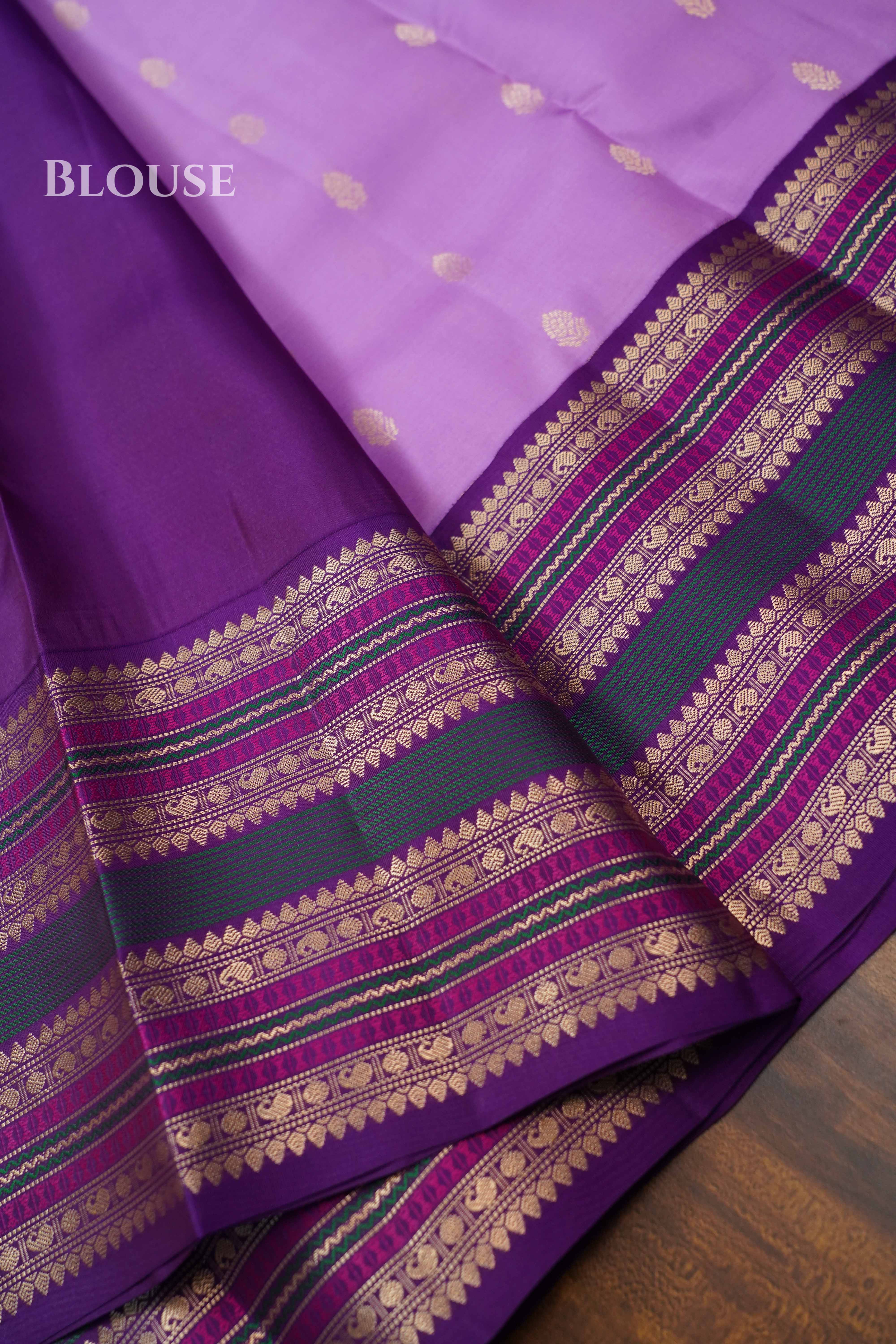 Lavender Purple Pure Kanchivaram Silk Saree QUEENS ALMIRAH