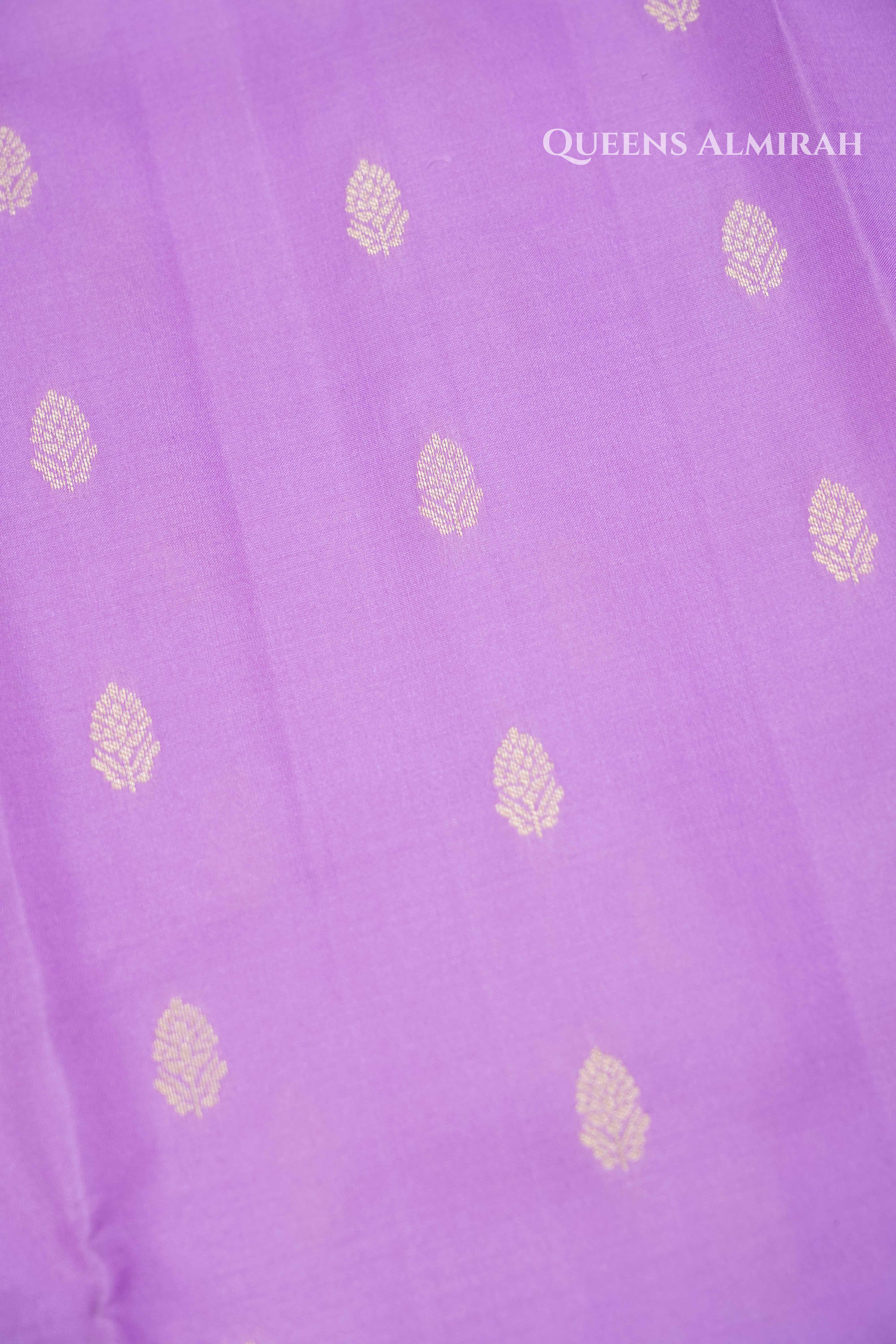 Lavender Purple Pure Kanchivaram Silk Saree QUEENS ALMIRAH