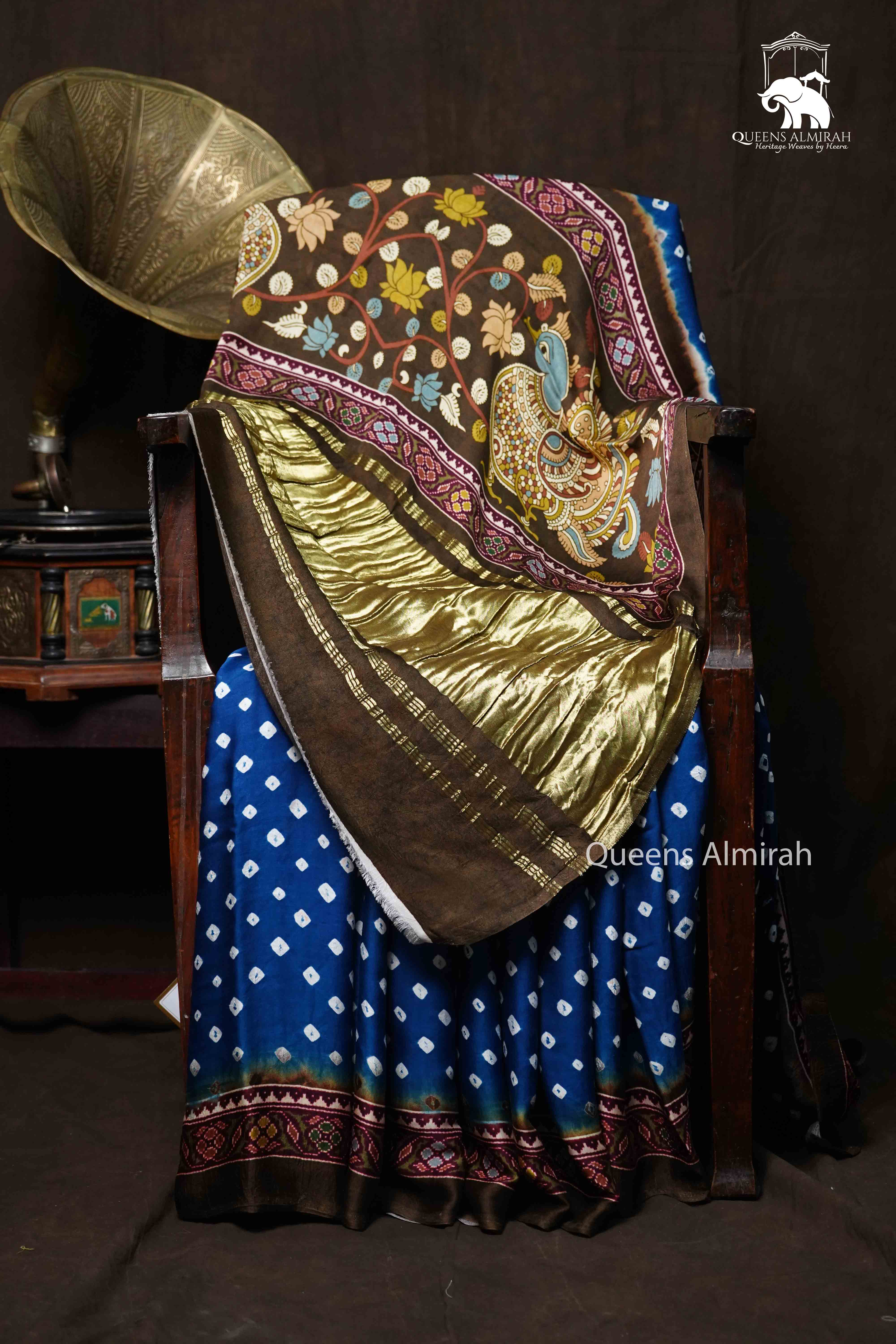 LIGHT NAVY MODAL SILK SAREE 3 - Queens Jewel Emporium