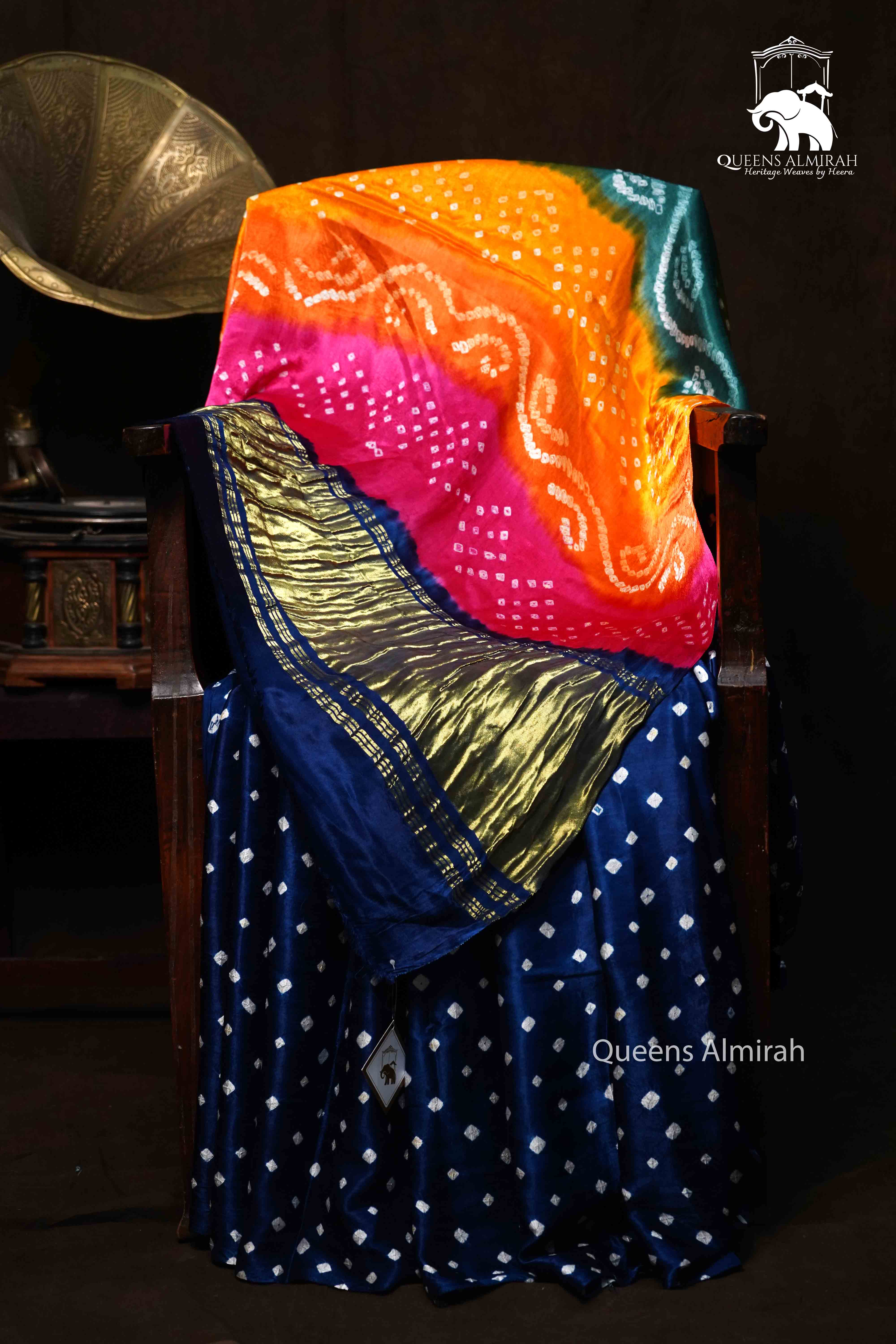 MARINE BLUE MODAL SILK SAREE - Queens Jewel Emporium