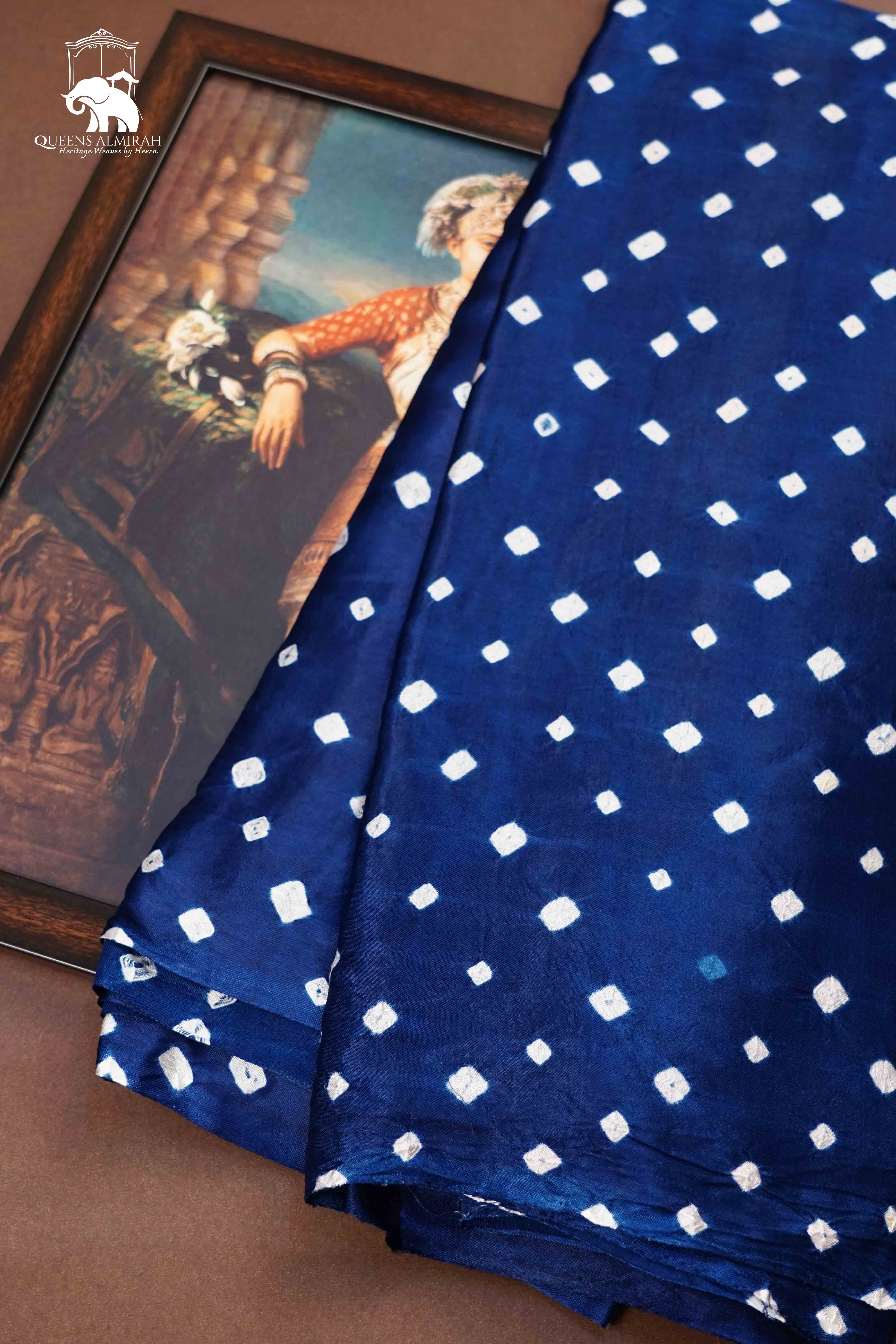 MARINE BLUE MODAL SILK SAREE - Queens Jewel Emporium