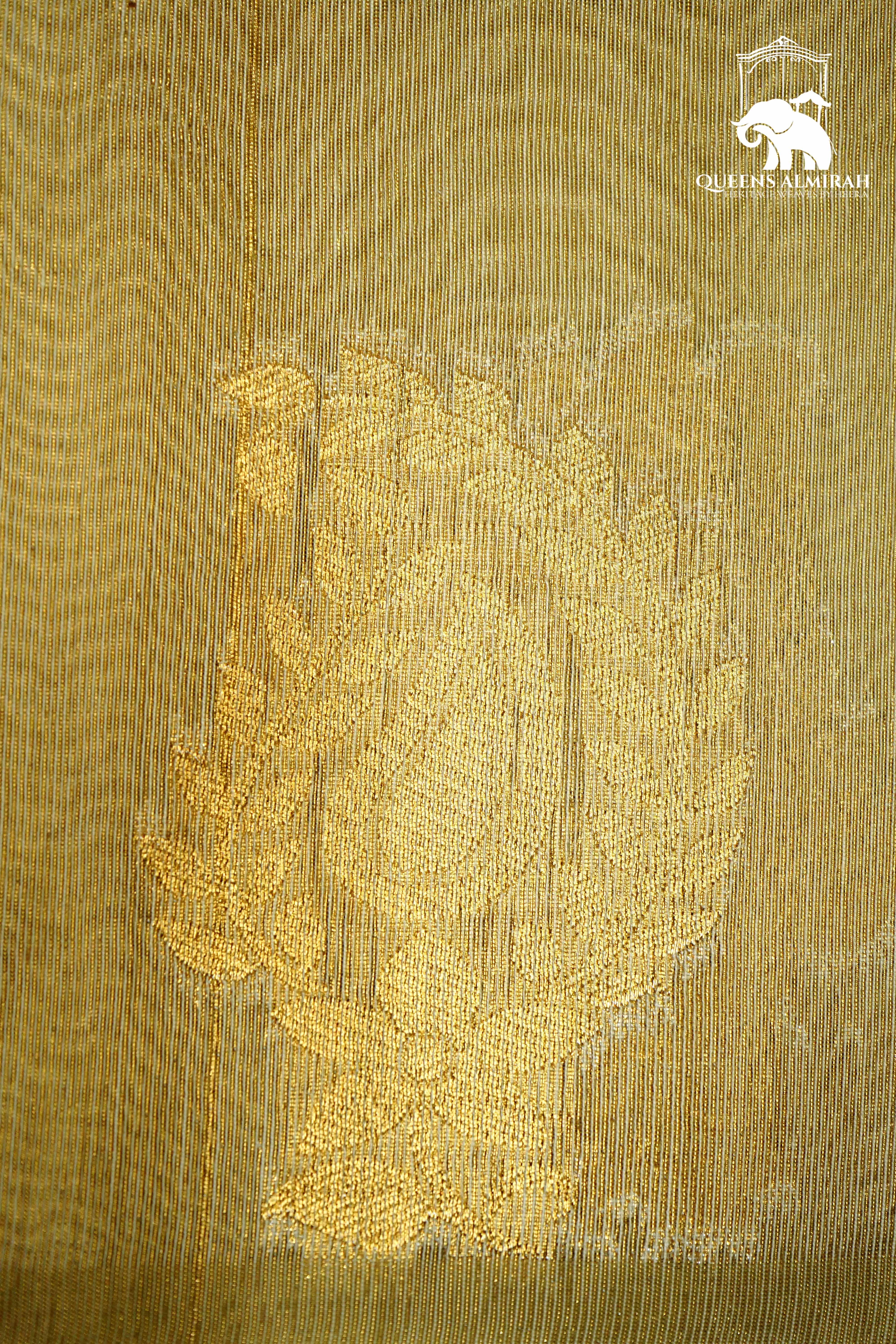 METALIC GOLD WITH WOVEN BORDER ORGANZA SAREE - Queens Jewel Emporium