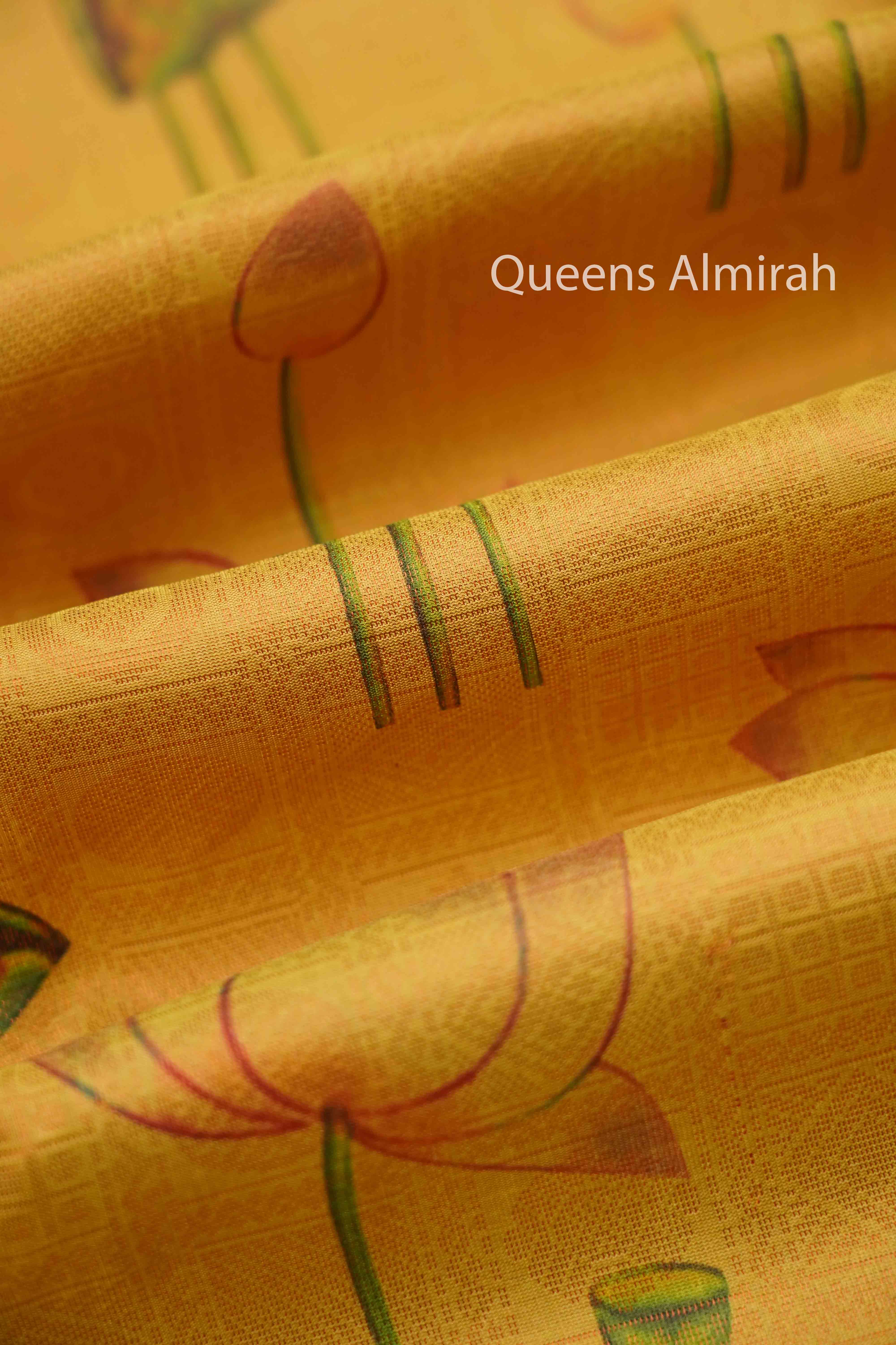 MUSTARD YELLOW PURE KANCHIVARM SILK SAREE - Queens Jewel Emporium