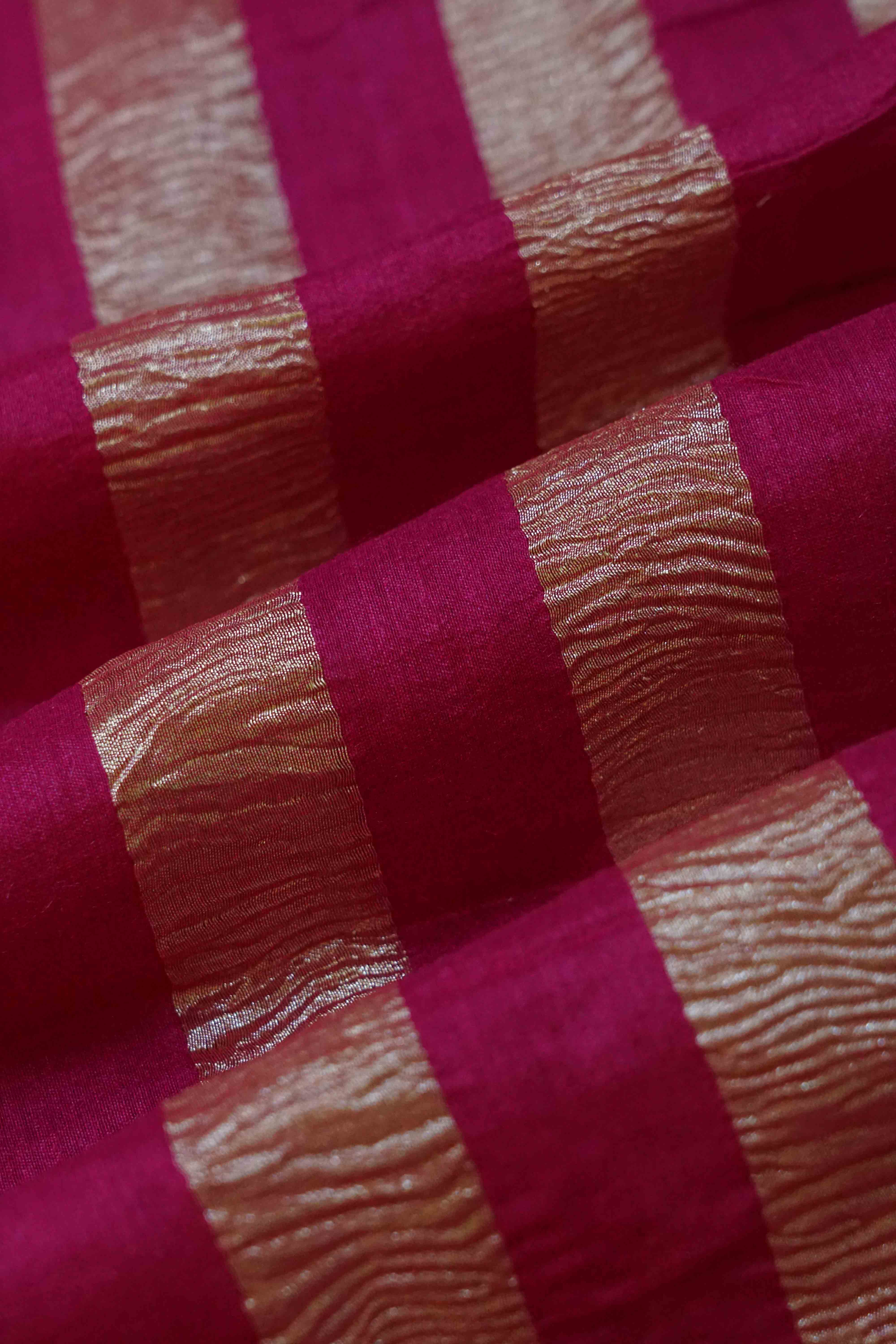 MAGENTA CRUSH TISSUE BANARASI SILK SAREE - Queens Jewel Emporium
