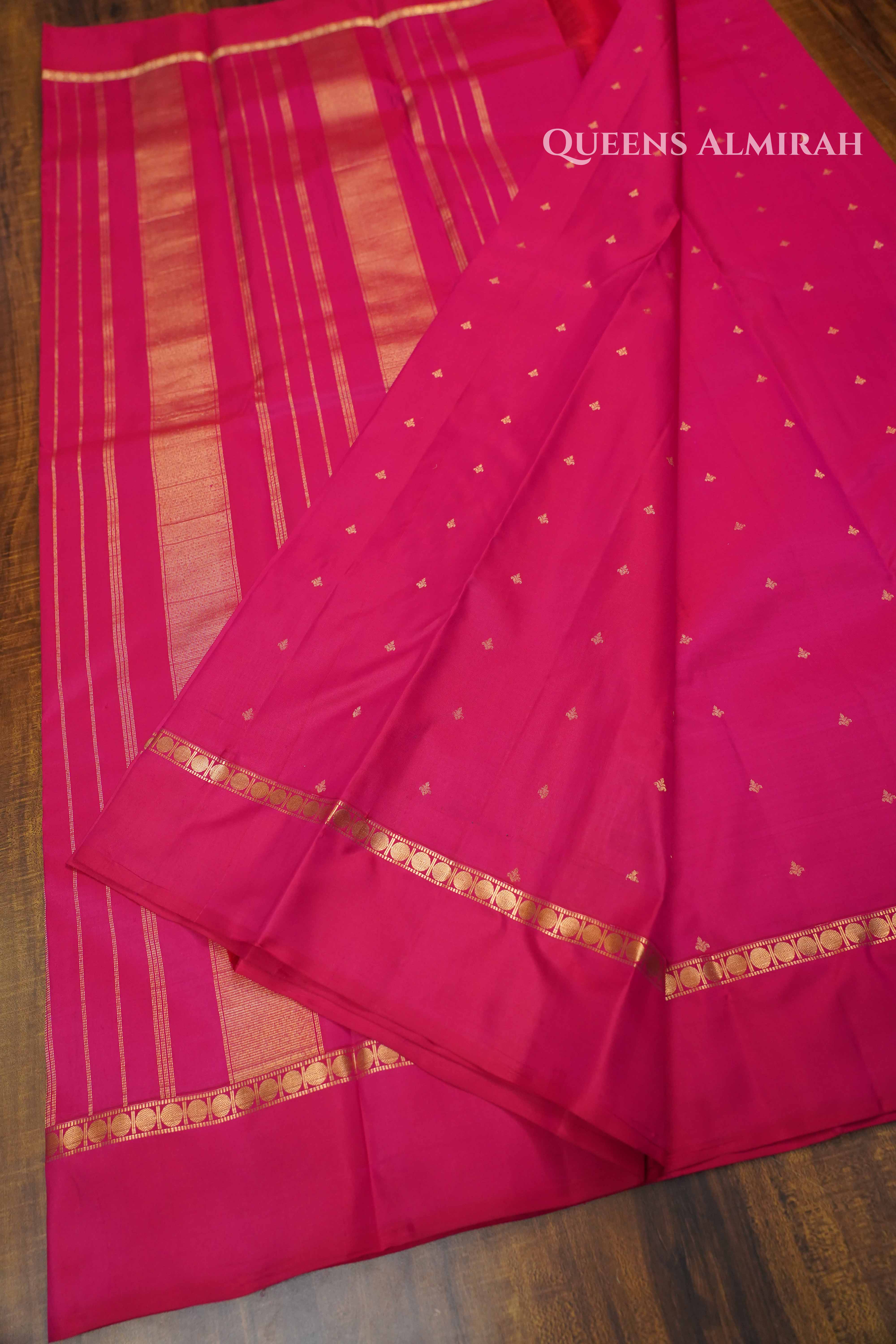 Magenta Pink Pure Kanchivaram Silk Saree QUEENS ALMIRAH