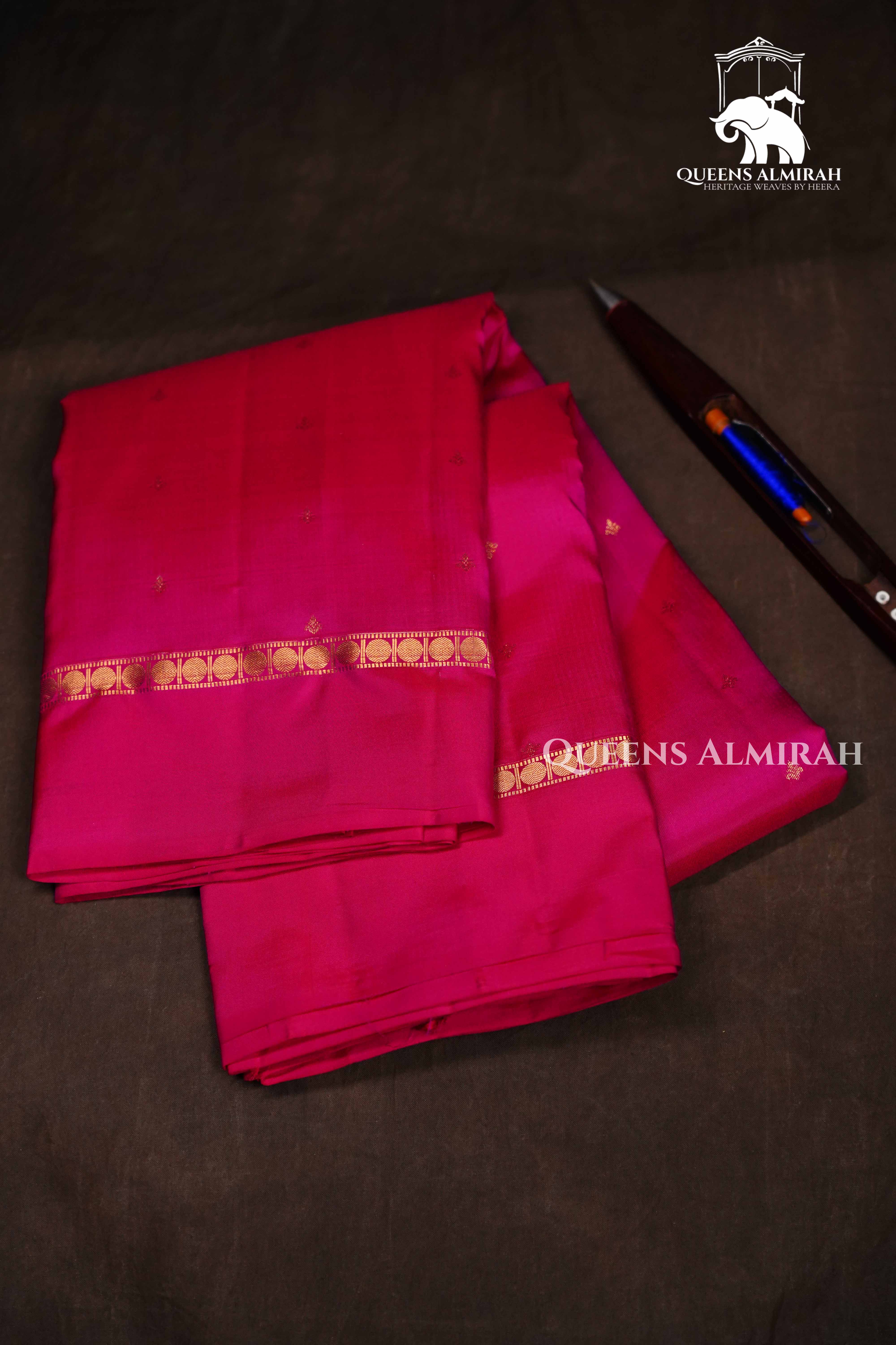 Magenta Pink Pure Kanchivaram Silk Saree QUEENS ALMIRAH