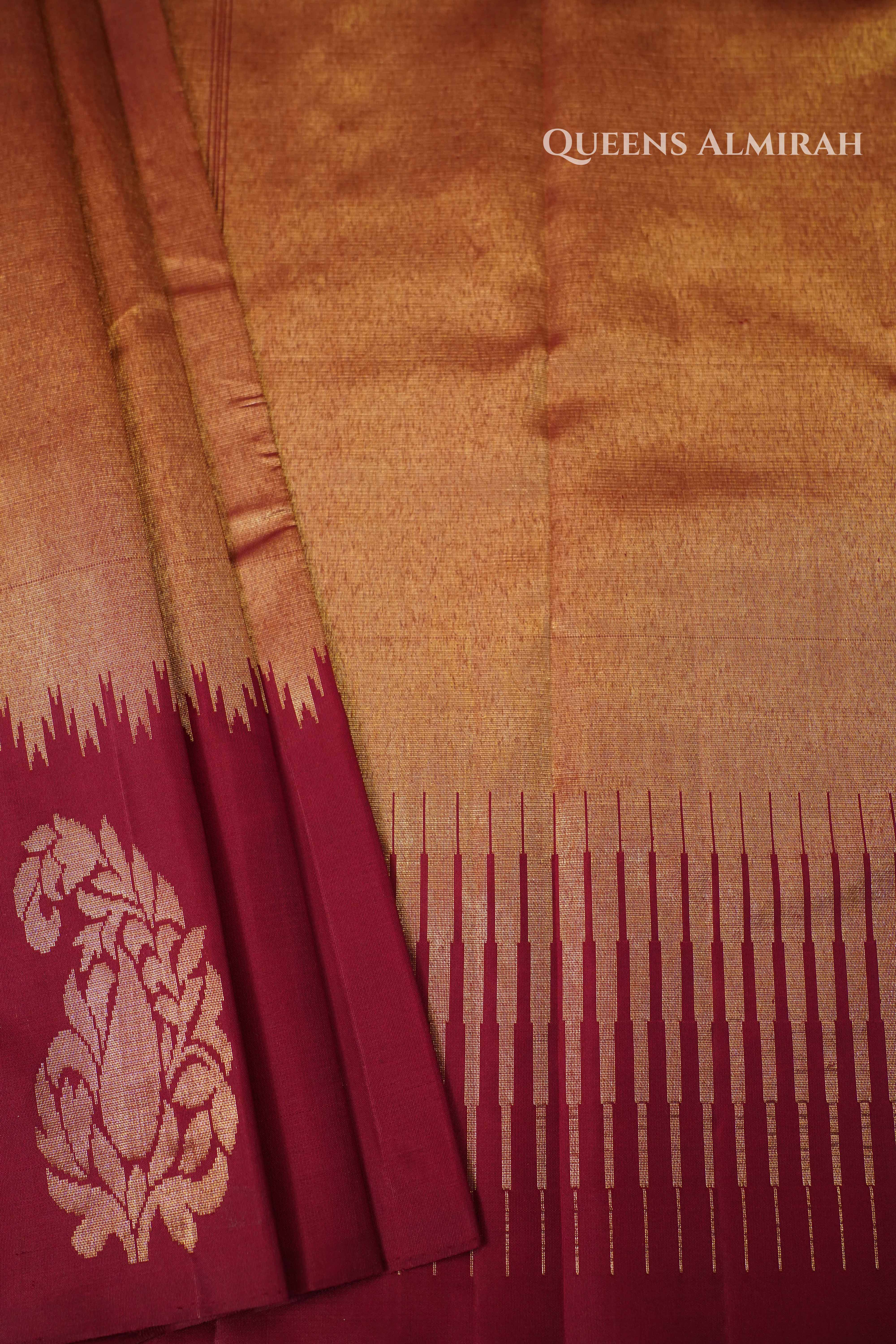 Maroon Pure Kanchivaram Silk Saree QUEENS ALMIRAH
