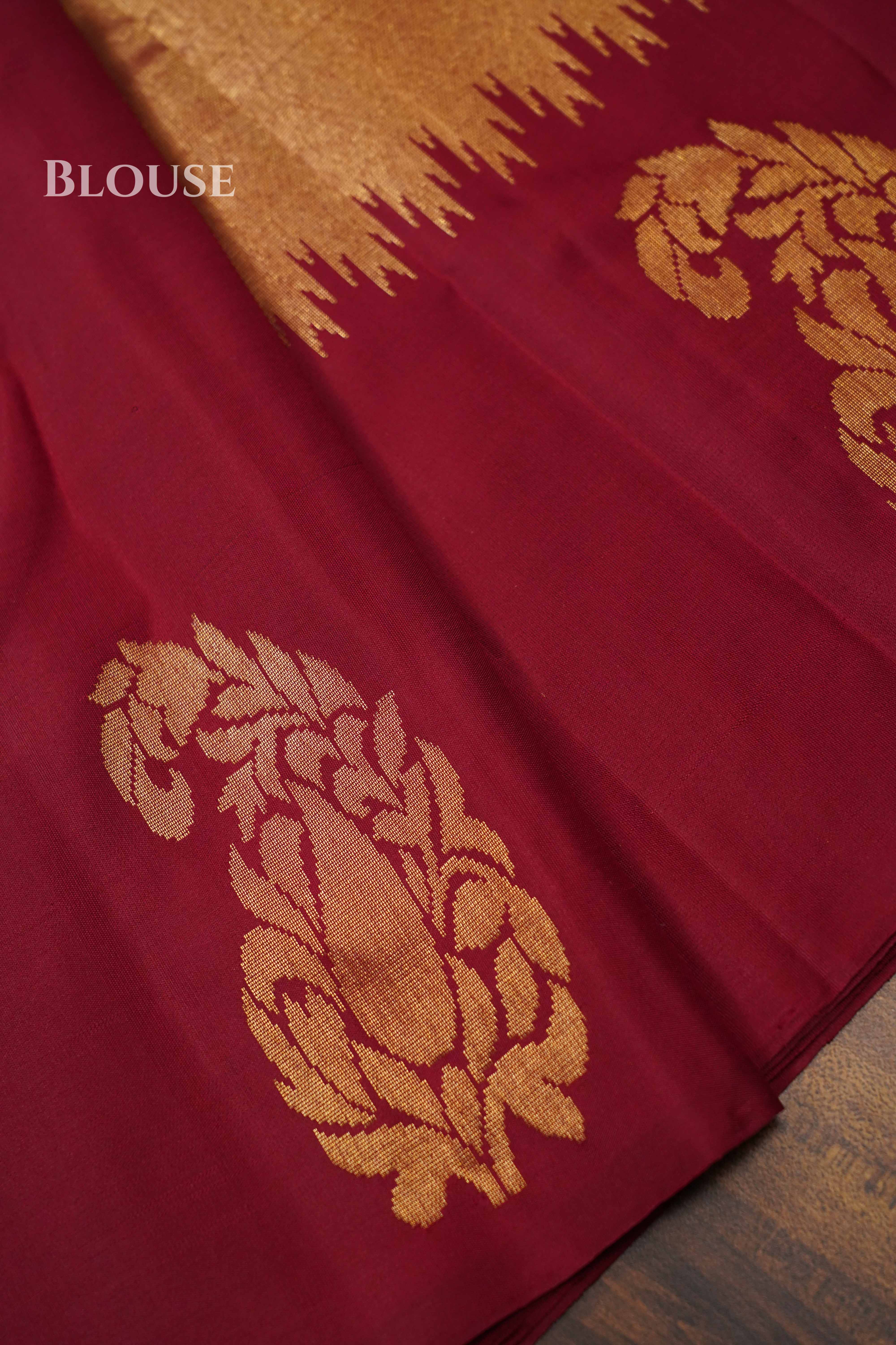 Maroon Pure Kanchivaram Silk Saree QUEENS ALMIRAH