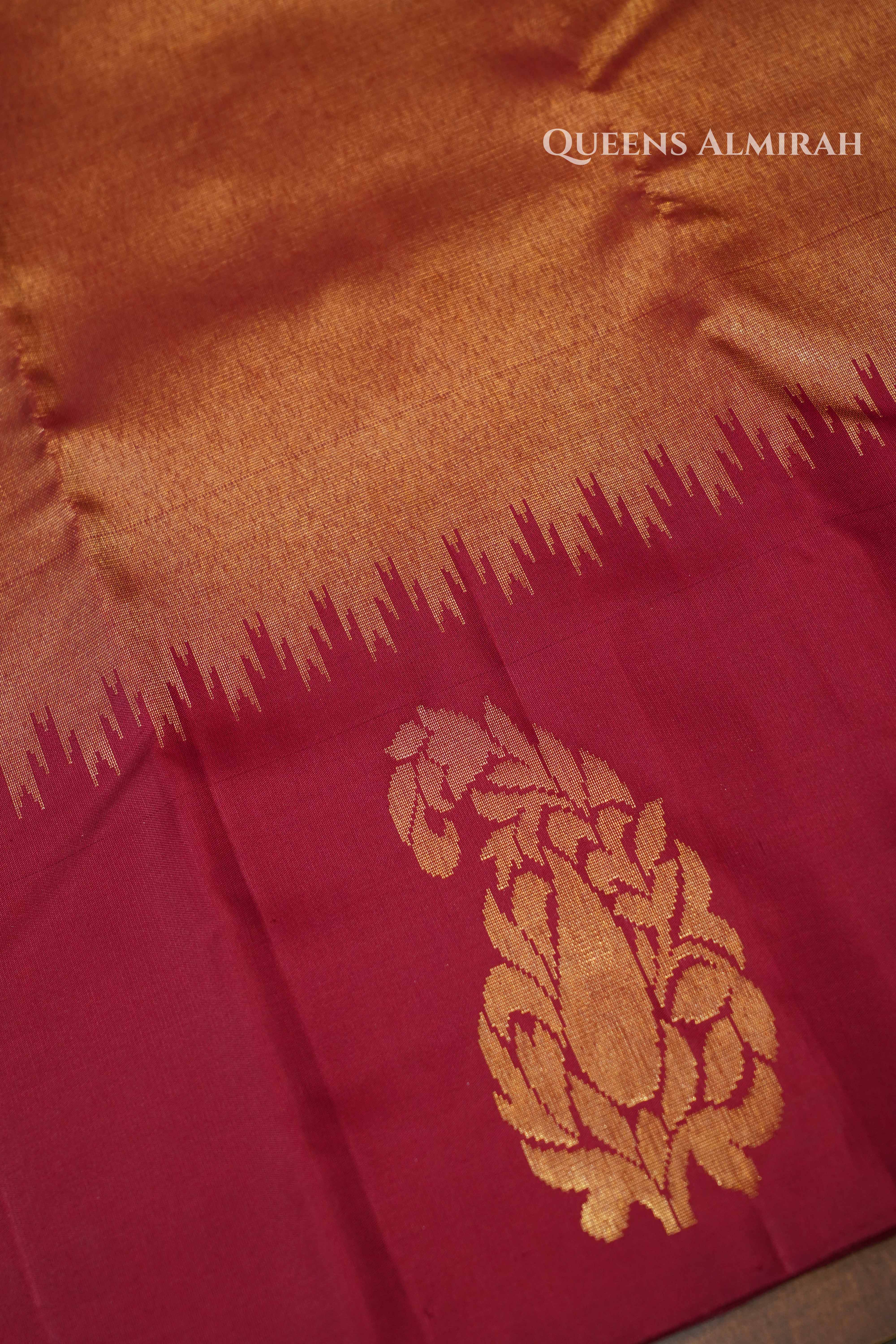 Maroon Pure Kanchivaram Silk Saree QUEENS ALMIRAH