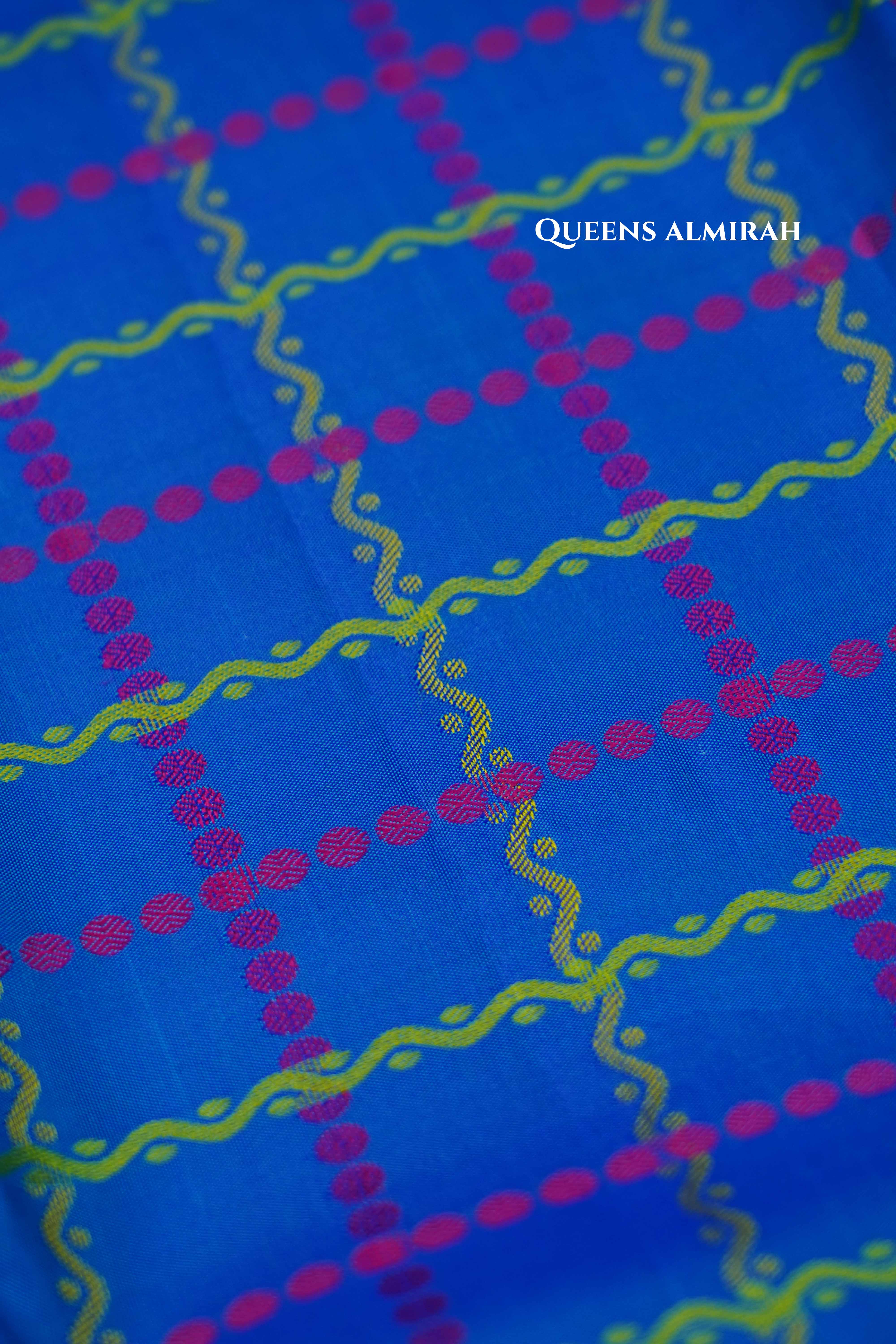 Navy Blue With Orange Pure Kanchivaram Silk Saree QUEENS ALMIRAH