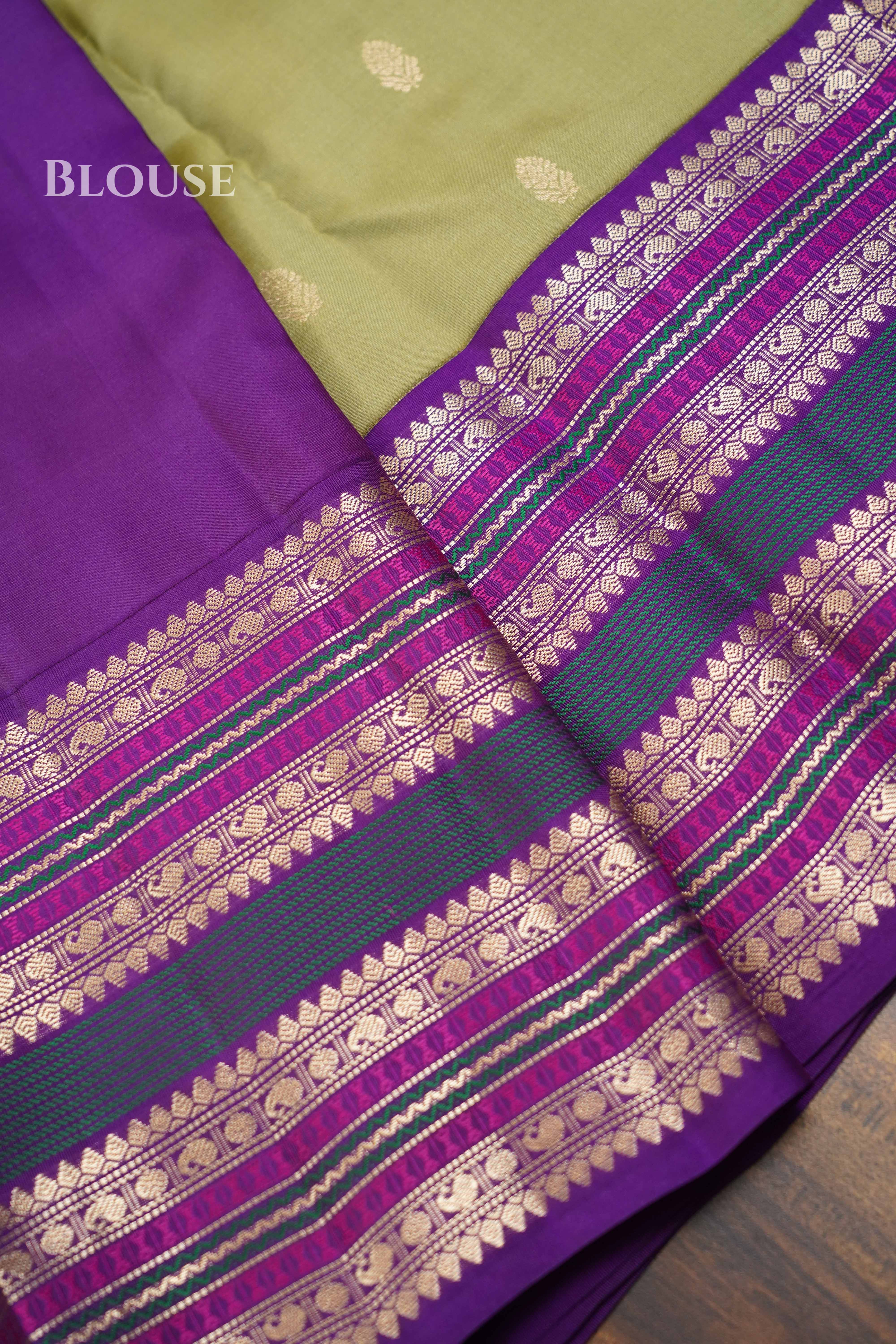 Olive Green  Pure Kanchivaram Silk Saree QUEENS ALMIRAH