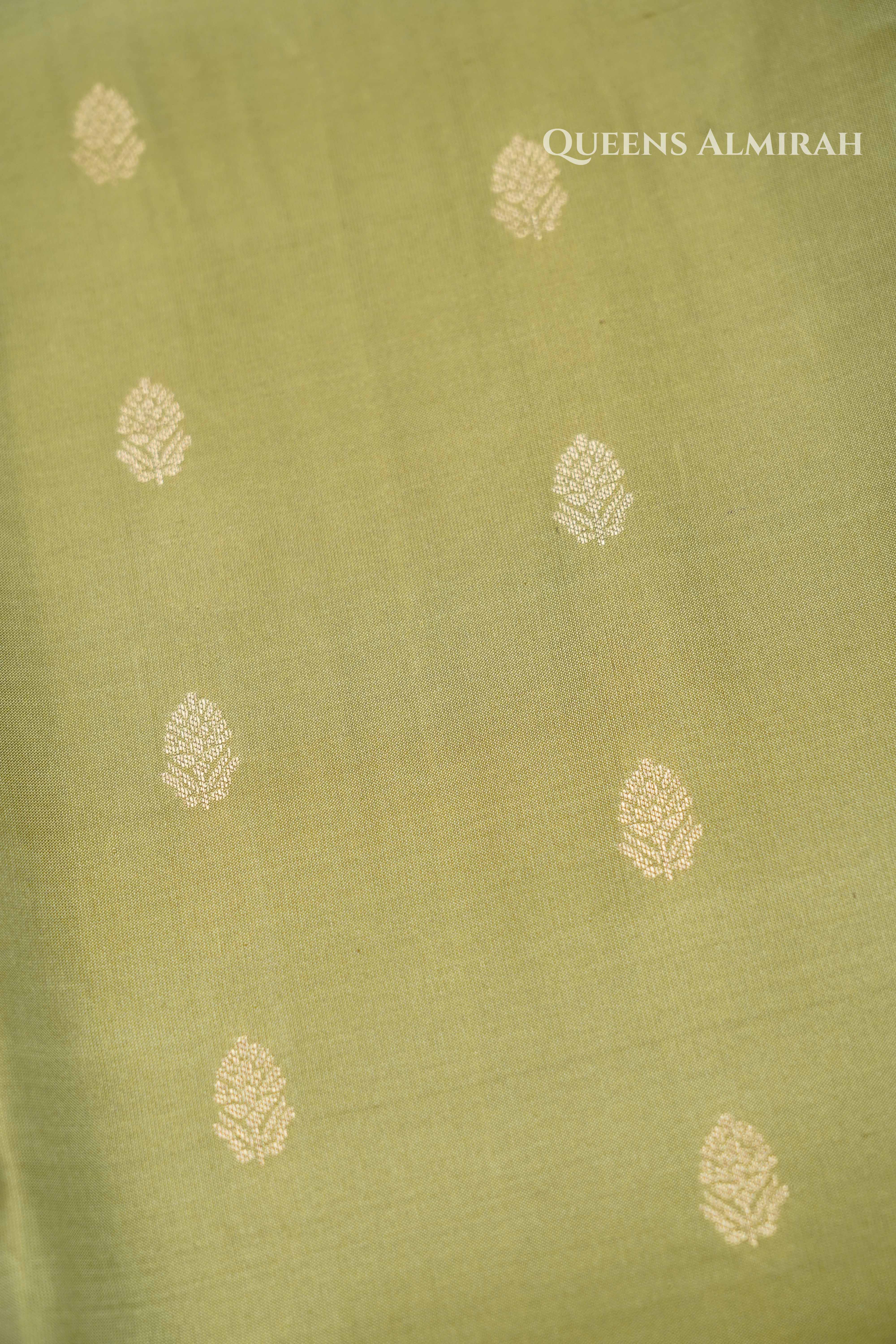 Olive Green  Pure Kanchivaram Silk Saree QUEENS ALMIRAH