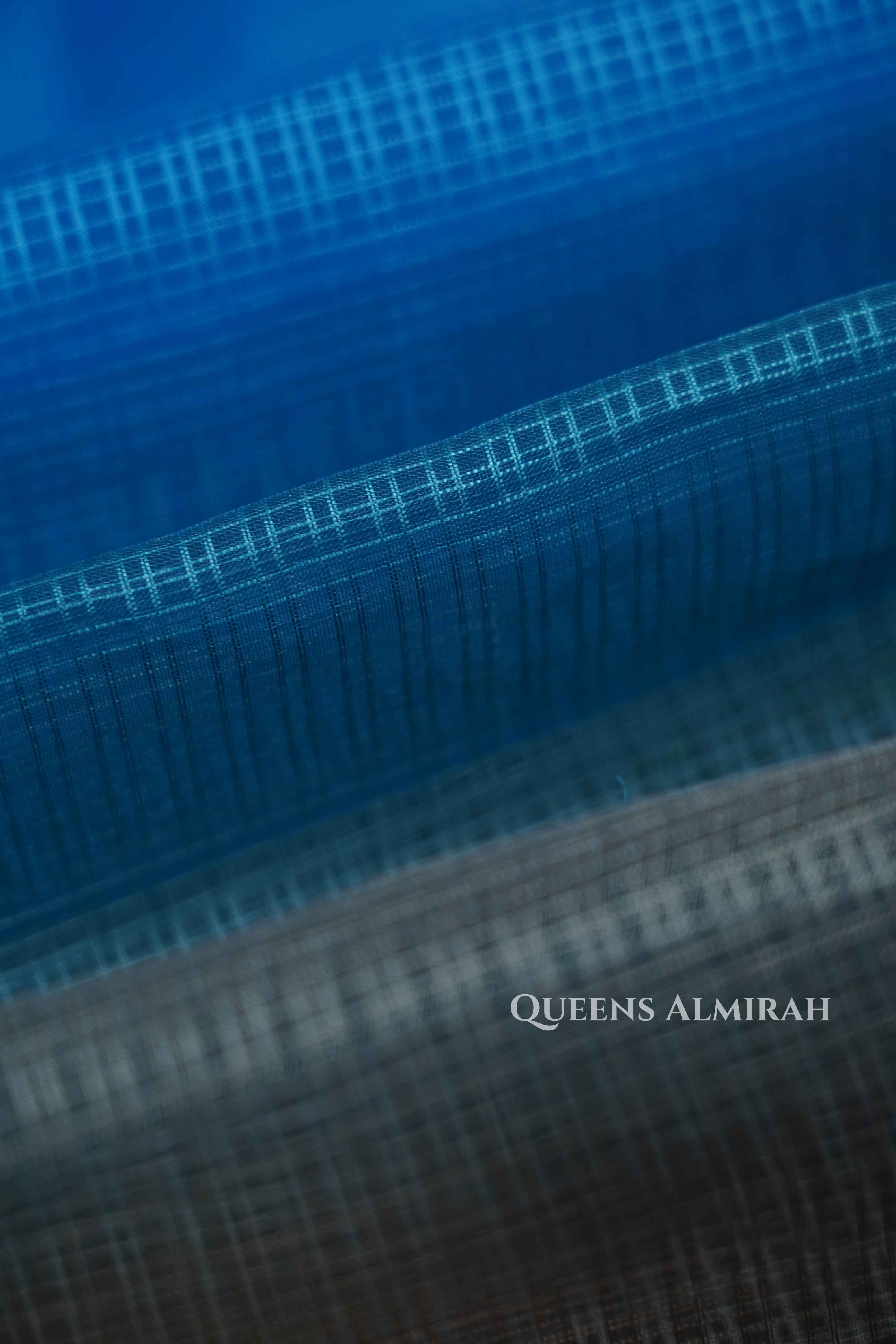 PALE BROWN WITH LIGHT NAVY BLUE KOTA COTTON SAREE - Queens Jewel Emporium