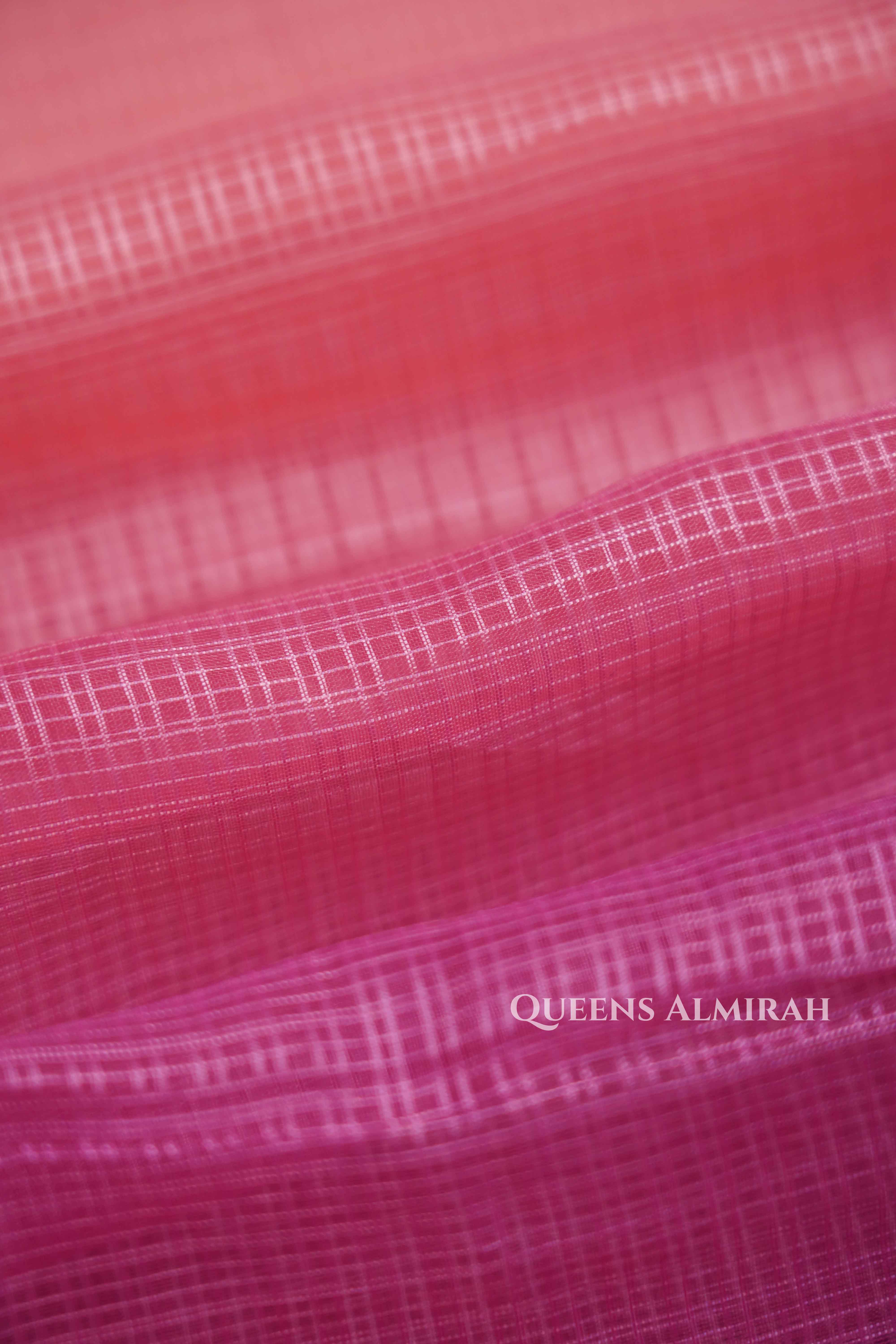 PALE MAGENTA KOTA COTTON SAREE - Queens Jewel Emporium
