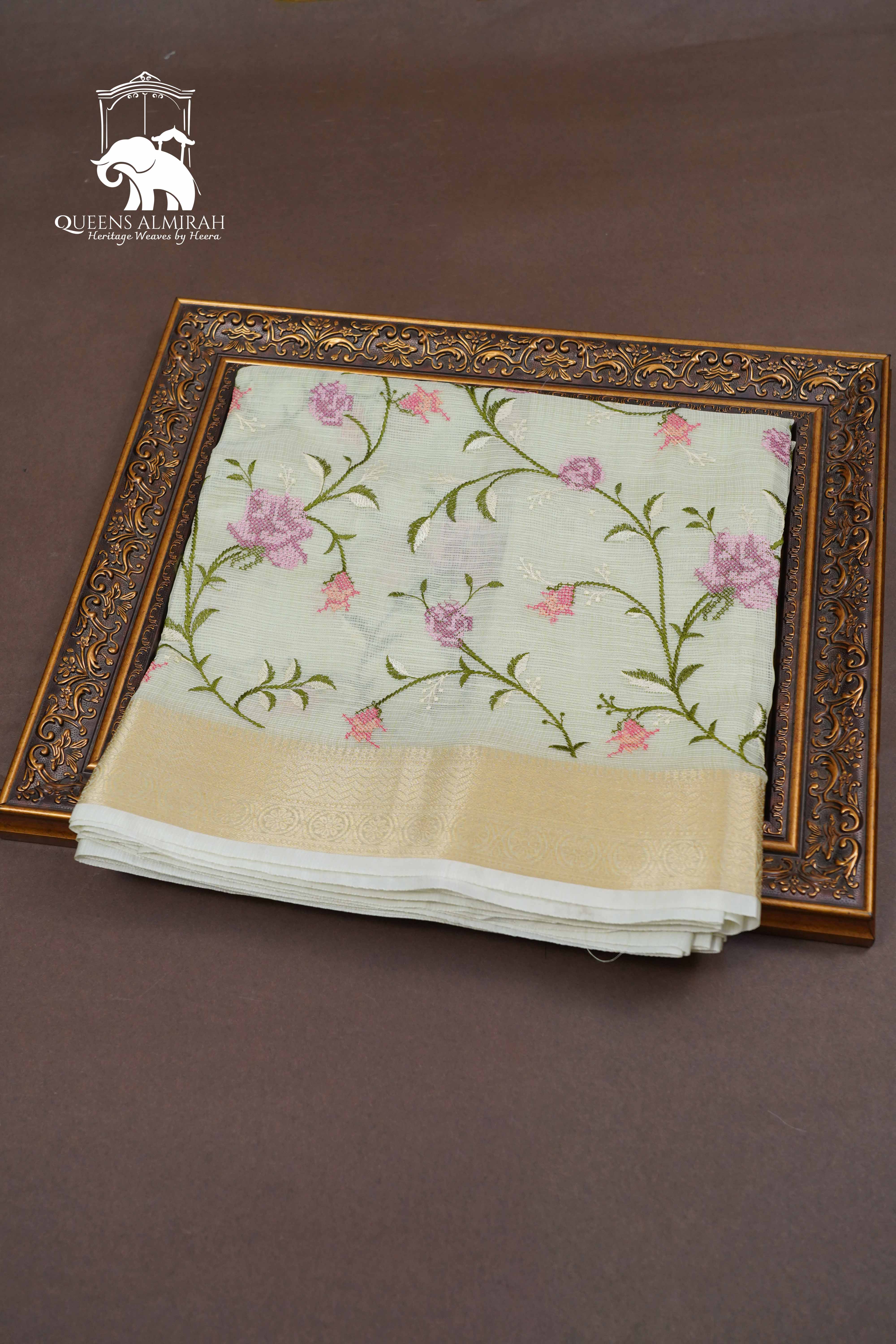 PASTEL GREEN SEMI KOTA SILK COTTON - Queens Jewel Emporium