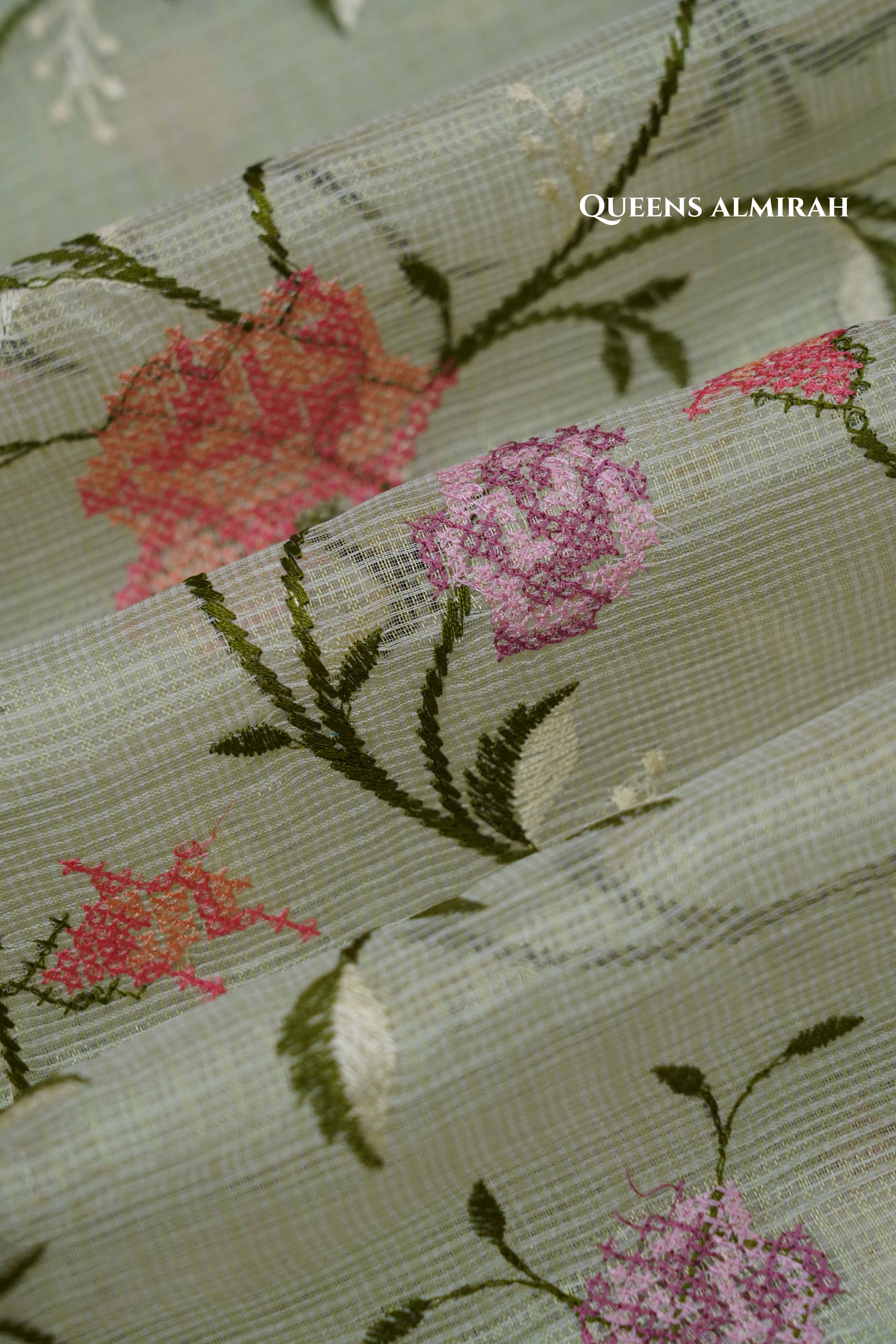 PASTEL GREEN SEMI KOTA SILK COTTON - Queens Jewel Emporium