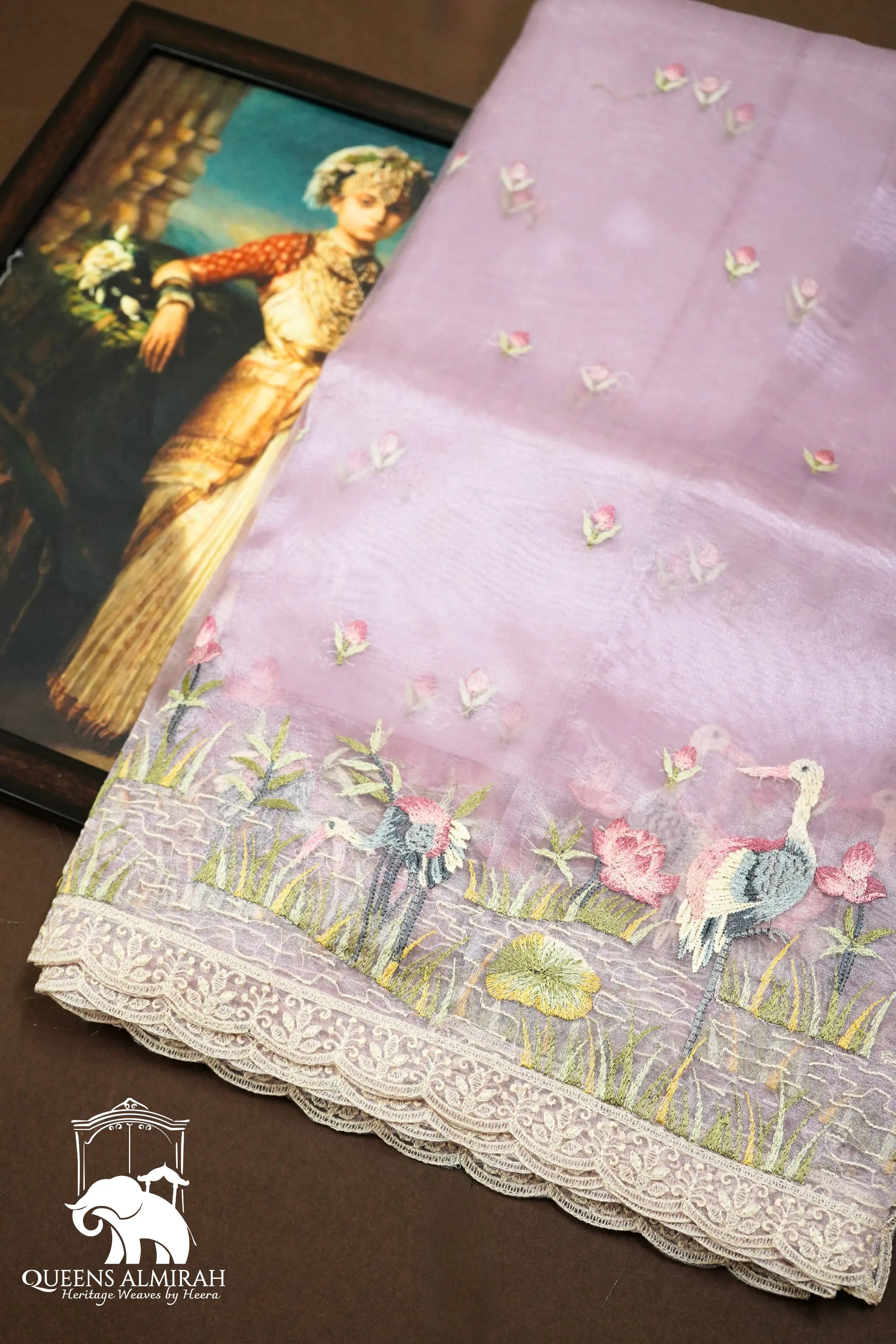 PASTEL PURPLE PURE ORGANZA SAREE - Queens Jewel Emporium