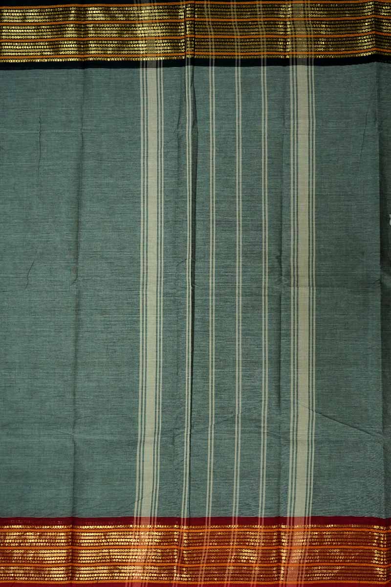 PLAIN DARK GREY SAREE WITH GANGA JAMUNA KANCHI COTTON SAREE - Queens Jewel Emporium