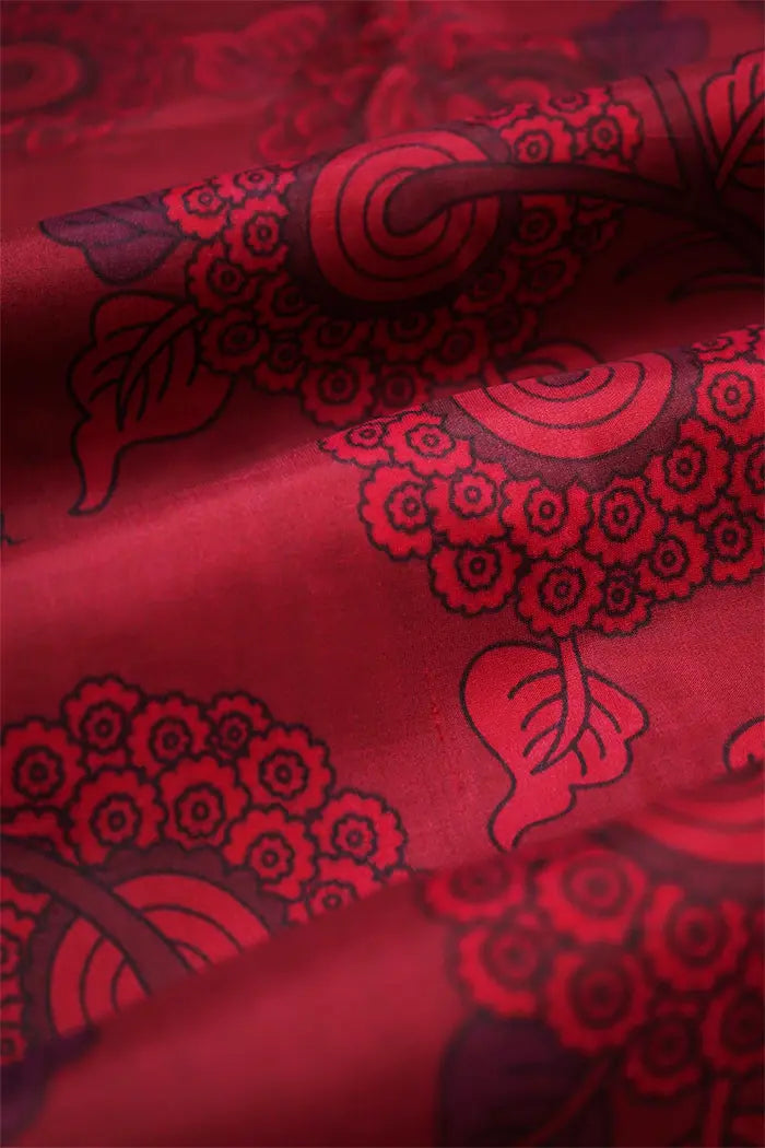 POMEGRANATE RED WITH RED KANCHIVARAM SILK SAREE - Queens Jewel Emporium