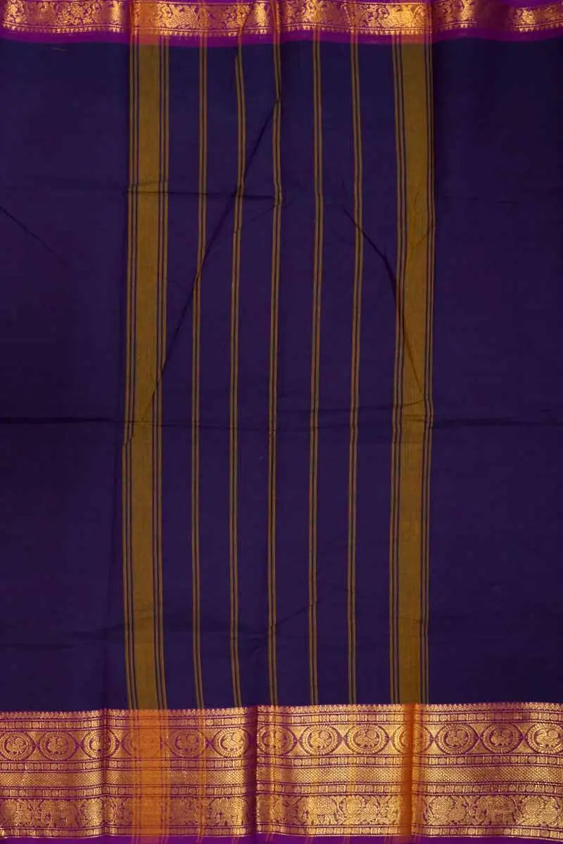 PURPLE WITH MAGENTA KANCHI COTTON SAREE - Queens Jewel Emporium