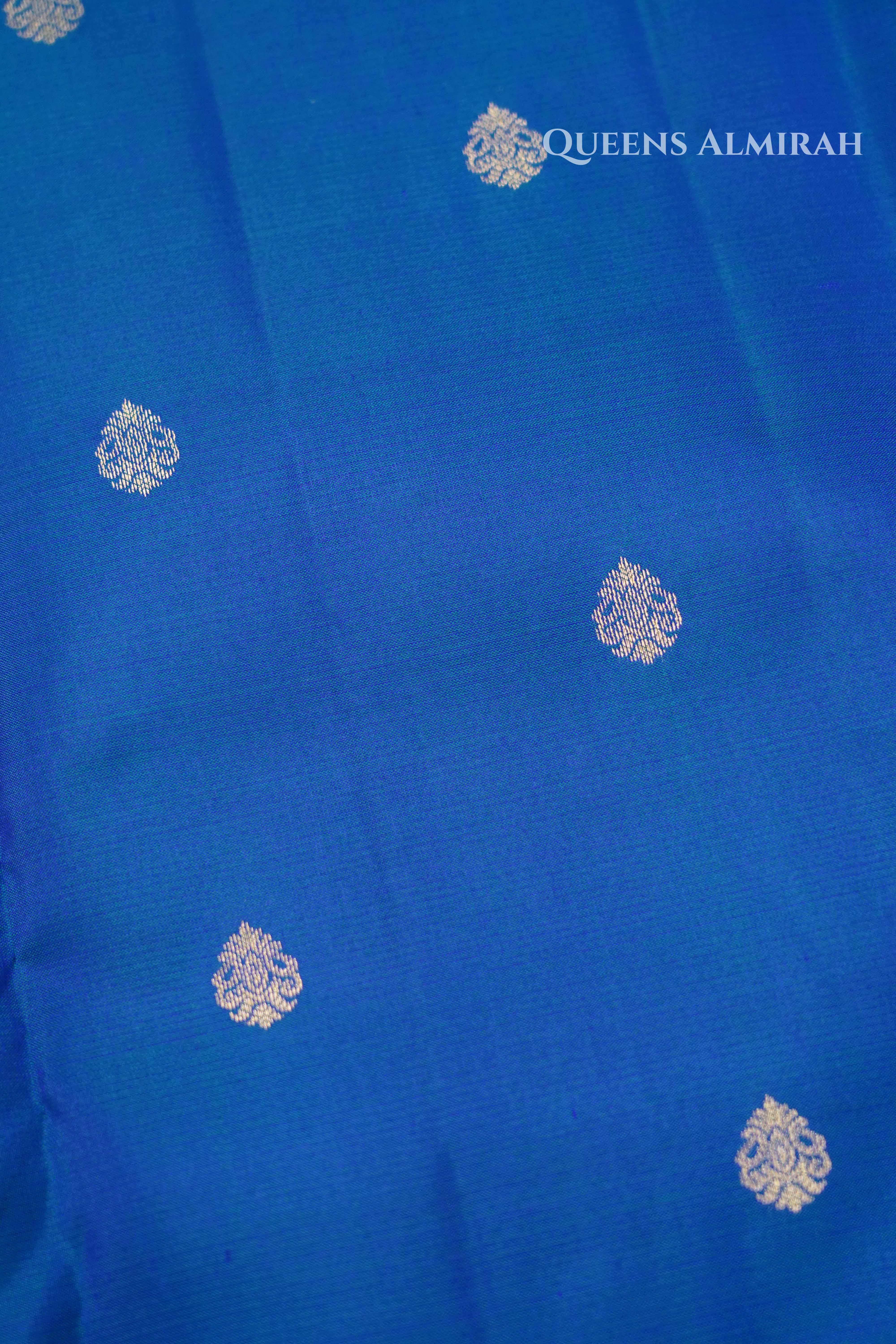 Peacock Blue Pure Kanchivaram Silk Saree QUEENS ALMIRAH