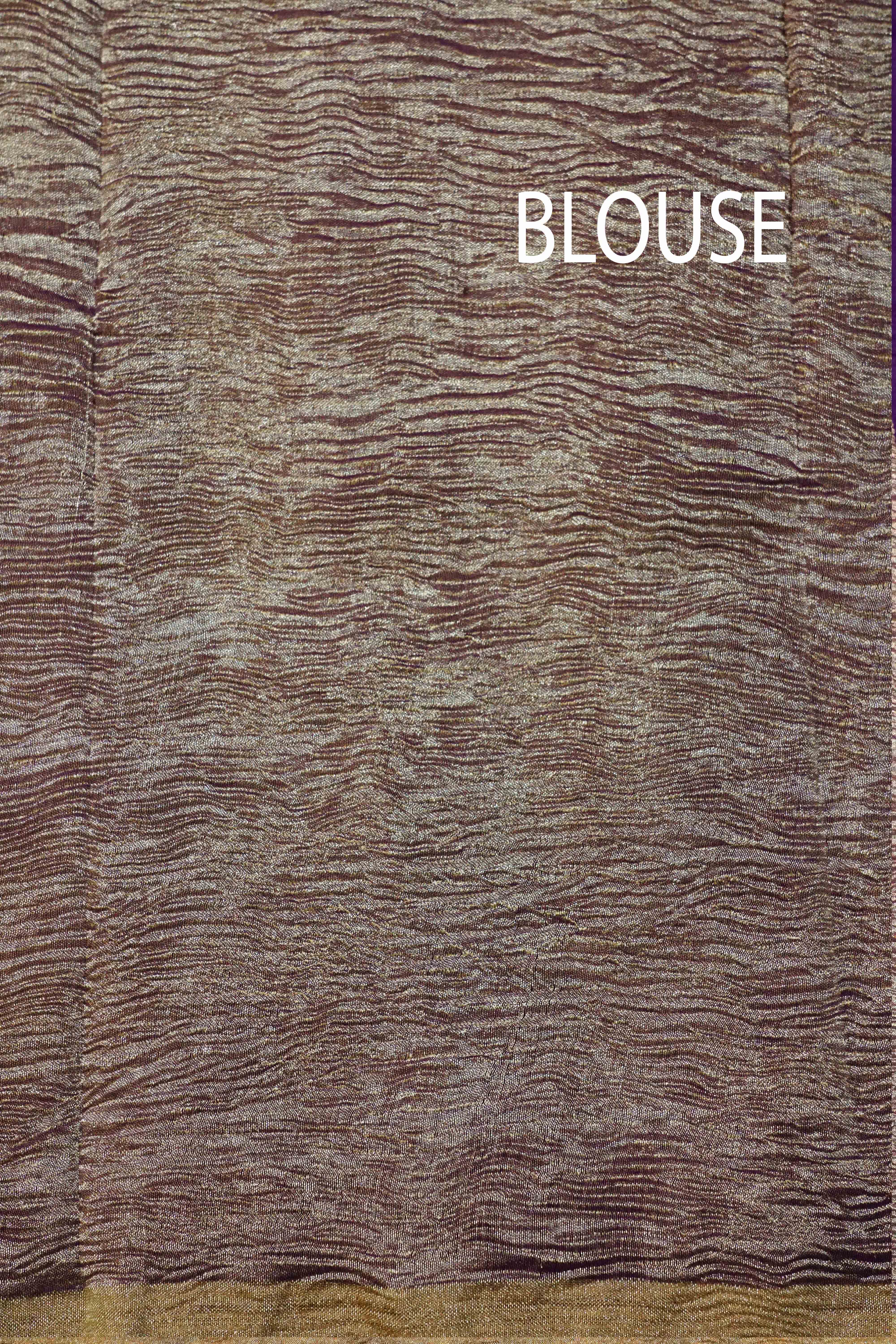 PERSIAN INDIGO CRUSH TISSUE BANARASI SILK SAREE - Queens Jewel Emporium