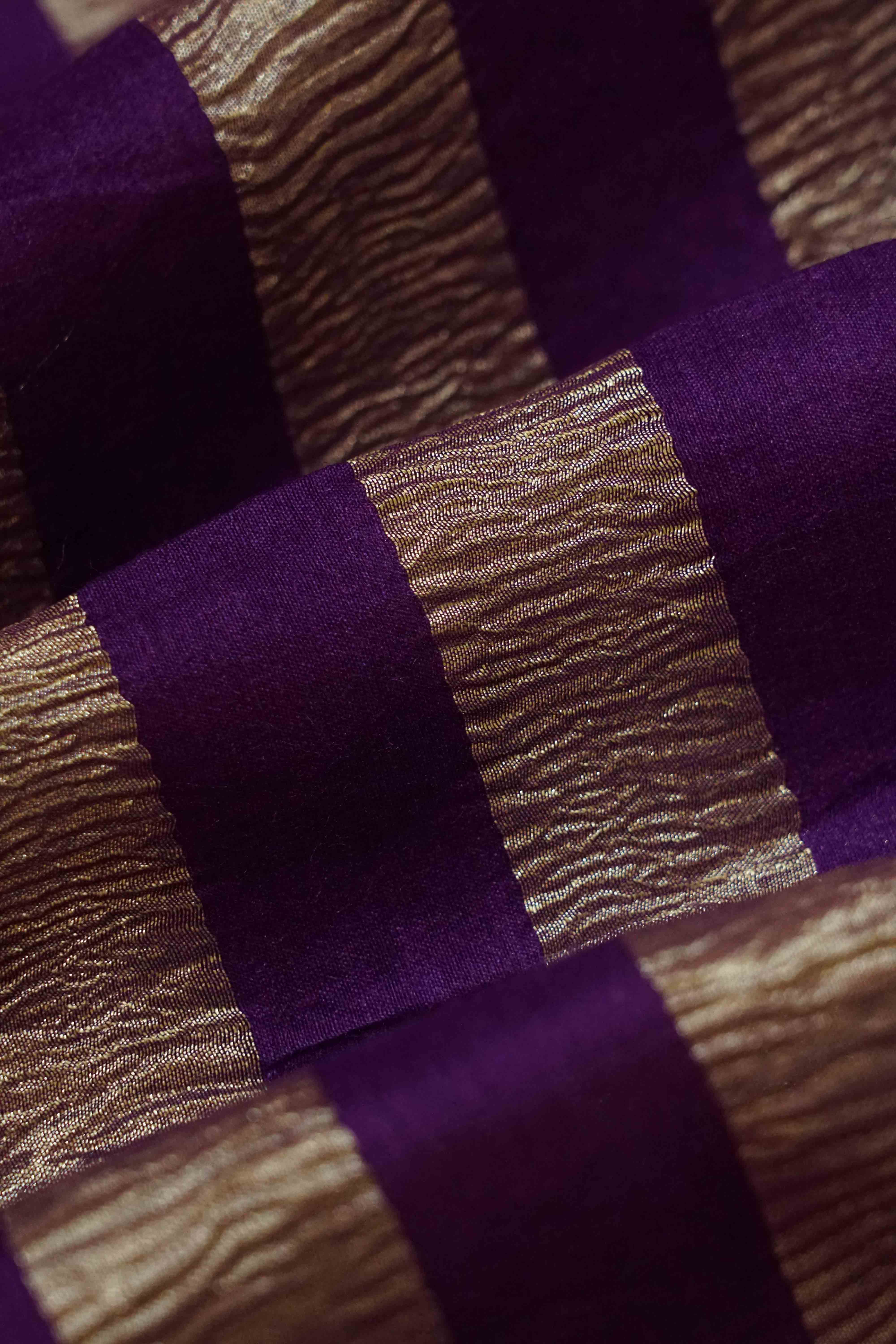 PERSIAN INDIGO CRUSH TISSUE BANARASI SILK SAREE - Queens Jewel Emporium