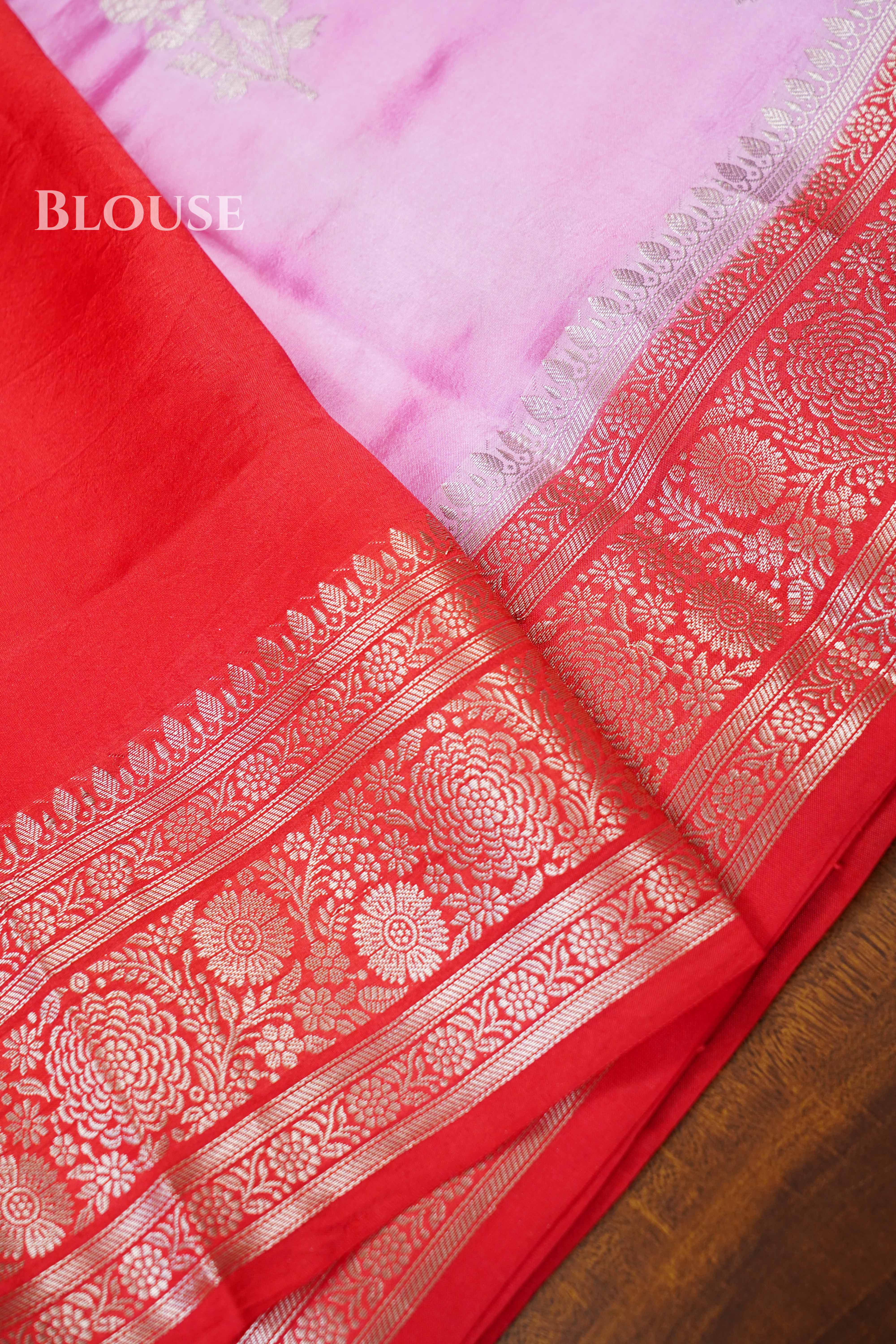 Pink With Red Mango Silk Saree QUEENS ALMIRAH