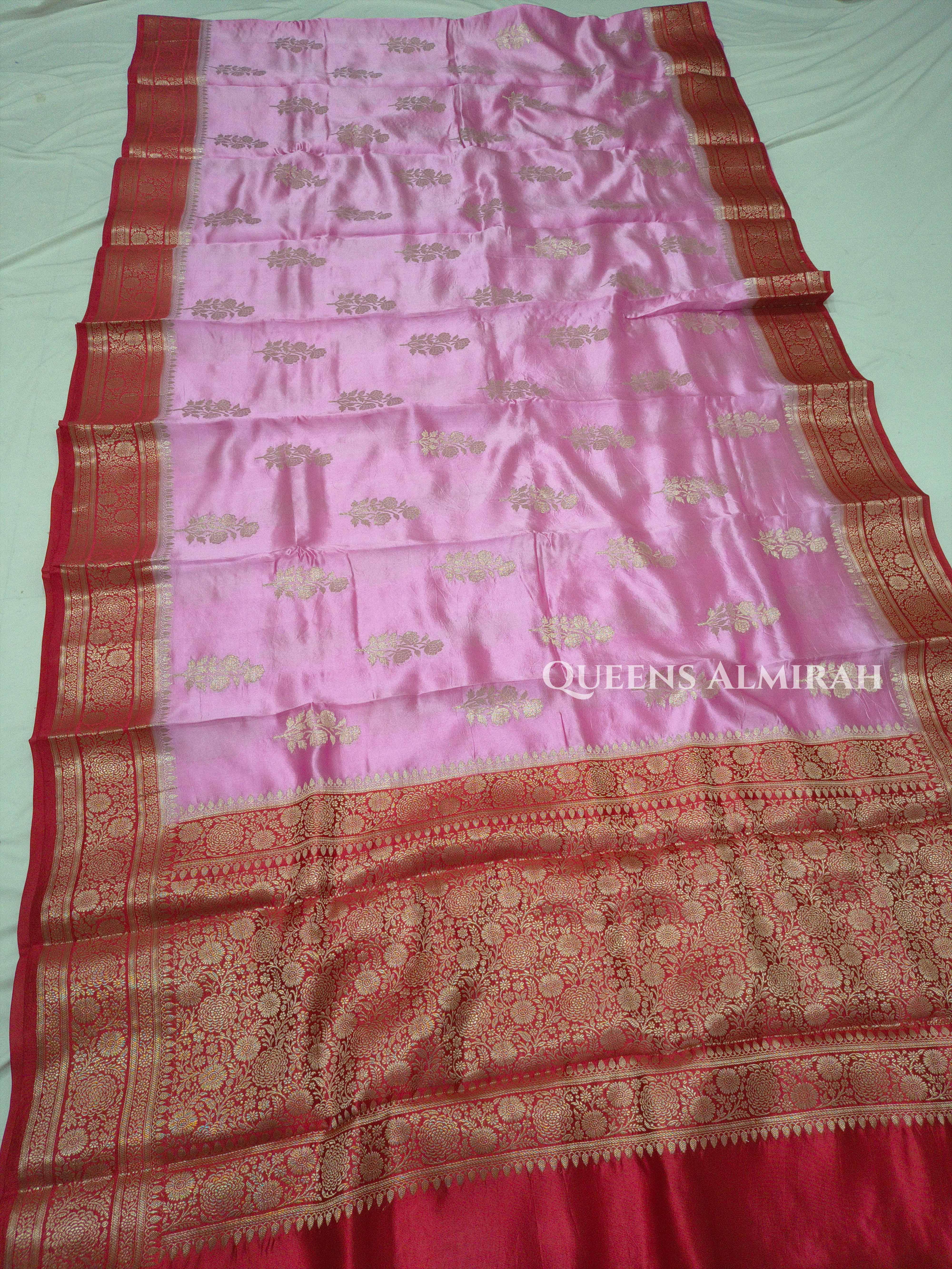 Pink With Red Mango Silk Saree QUEENS ALMIRAH