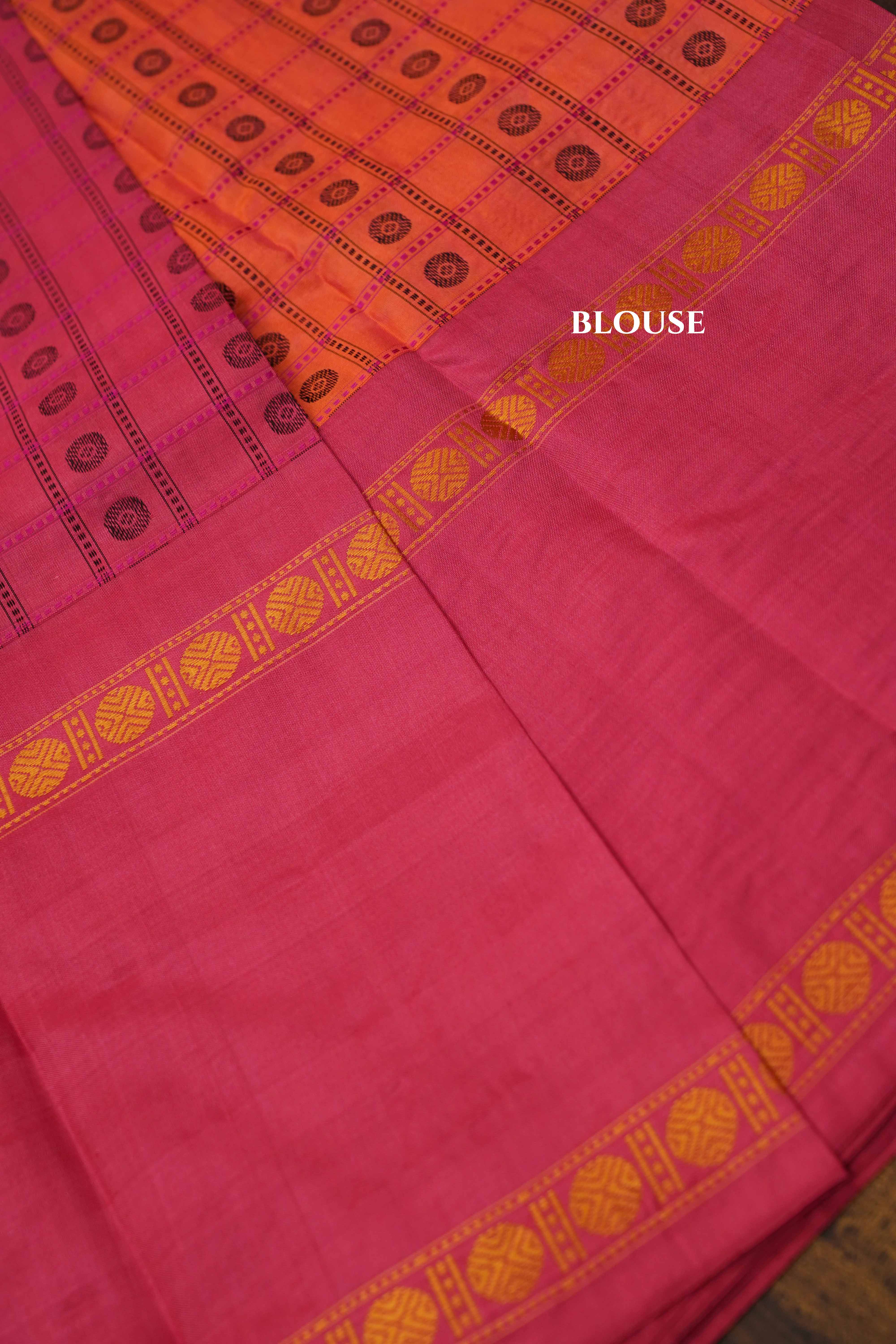 Pinkish Orange Pure Kanchivaram Silk Saree QUEENS ALMIRAH