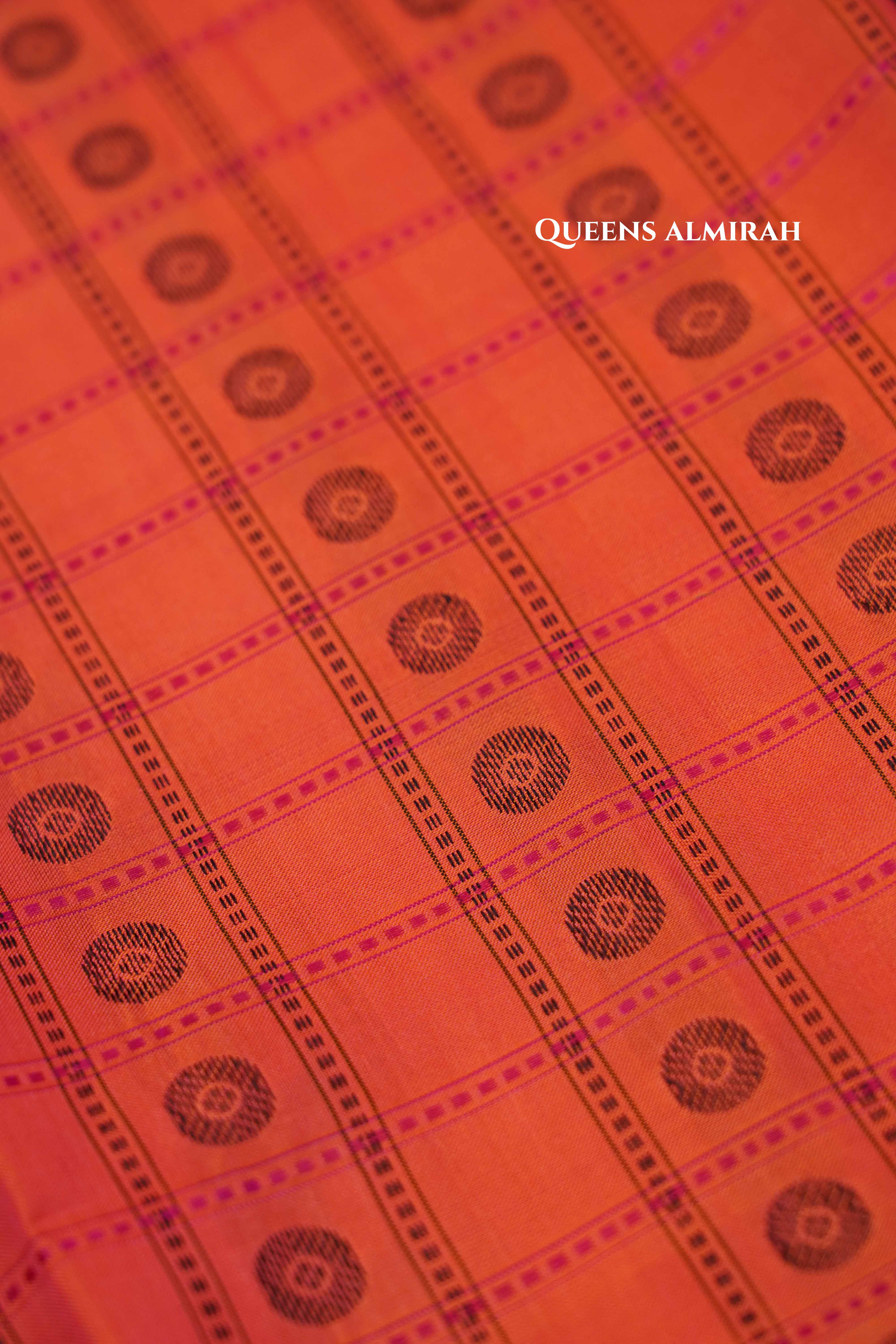 Pinkish Orange Pure Kanchivaram Silk Saree QUEENS ALMIRAH