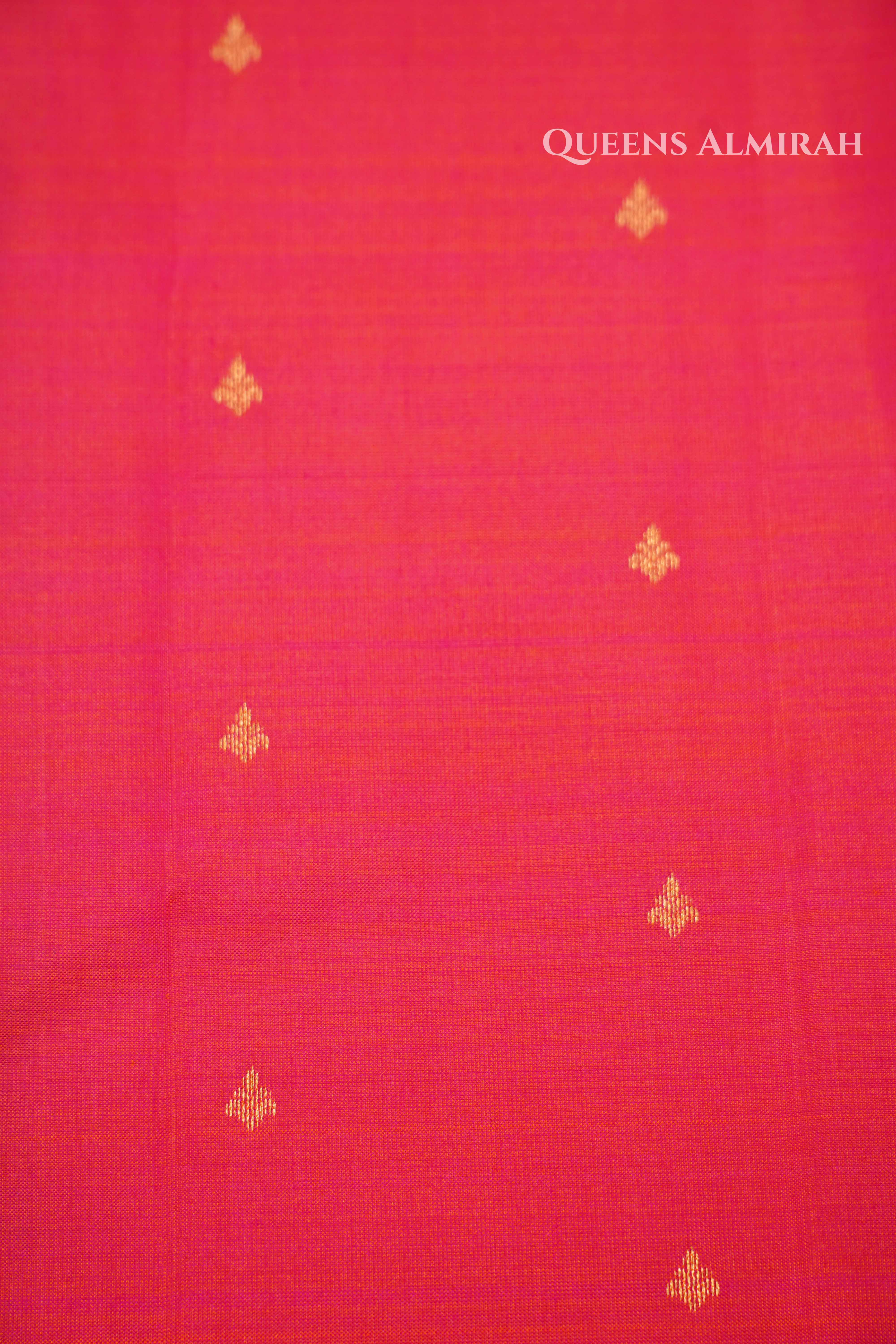 Pinkish Orange Pure Kanchivaram Silk Saree QUEENS ALMIRAH