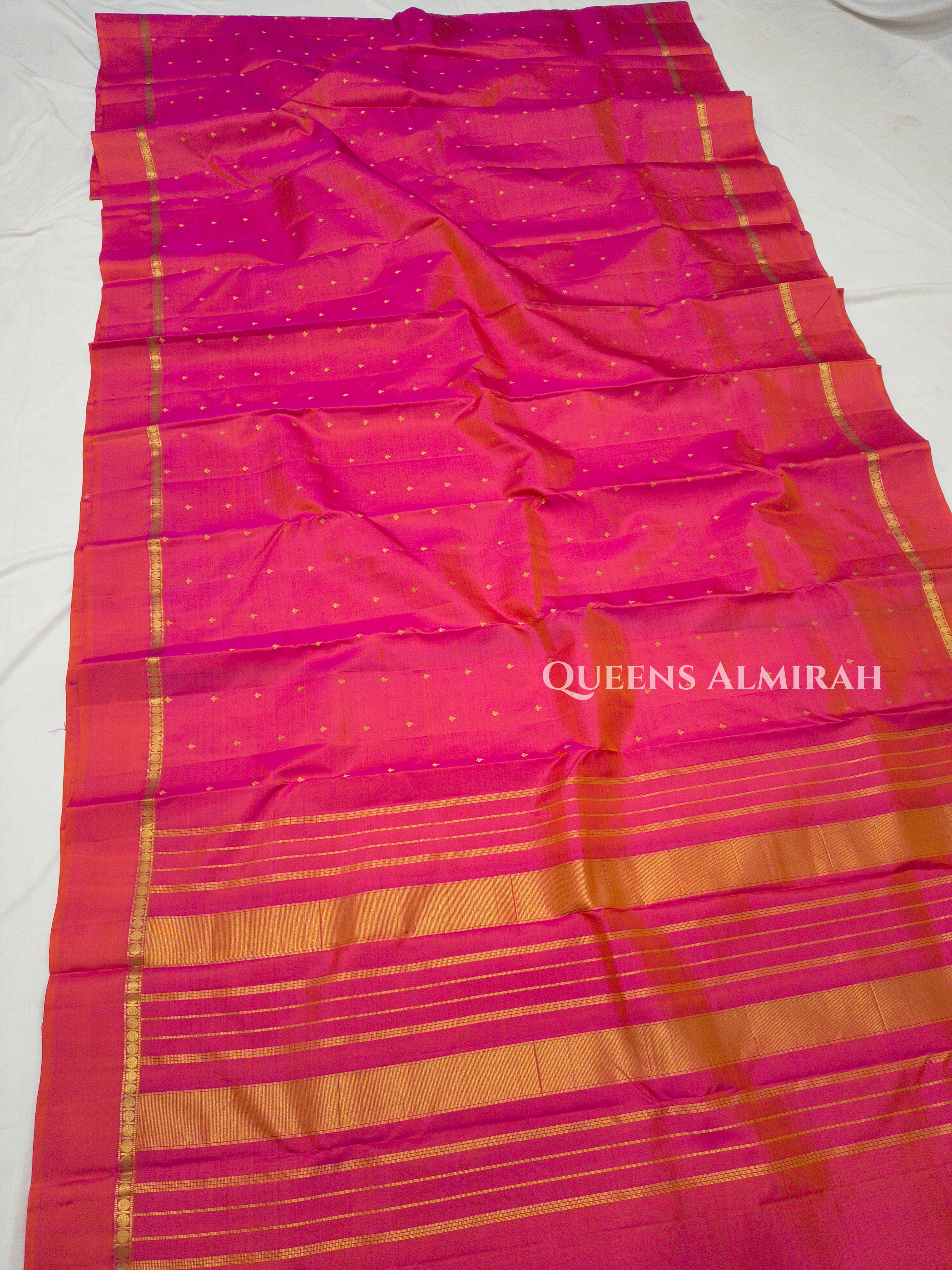Pinkish Orange Pure Kanchivaram Silk Saree QUEENS ALMIRAH