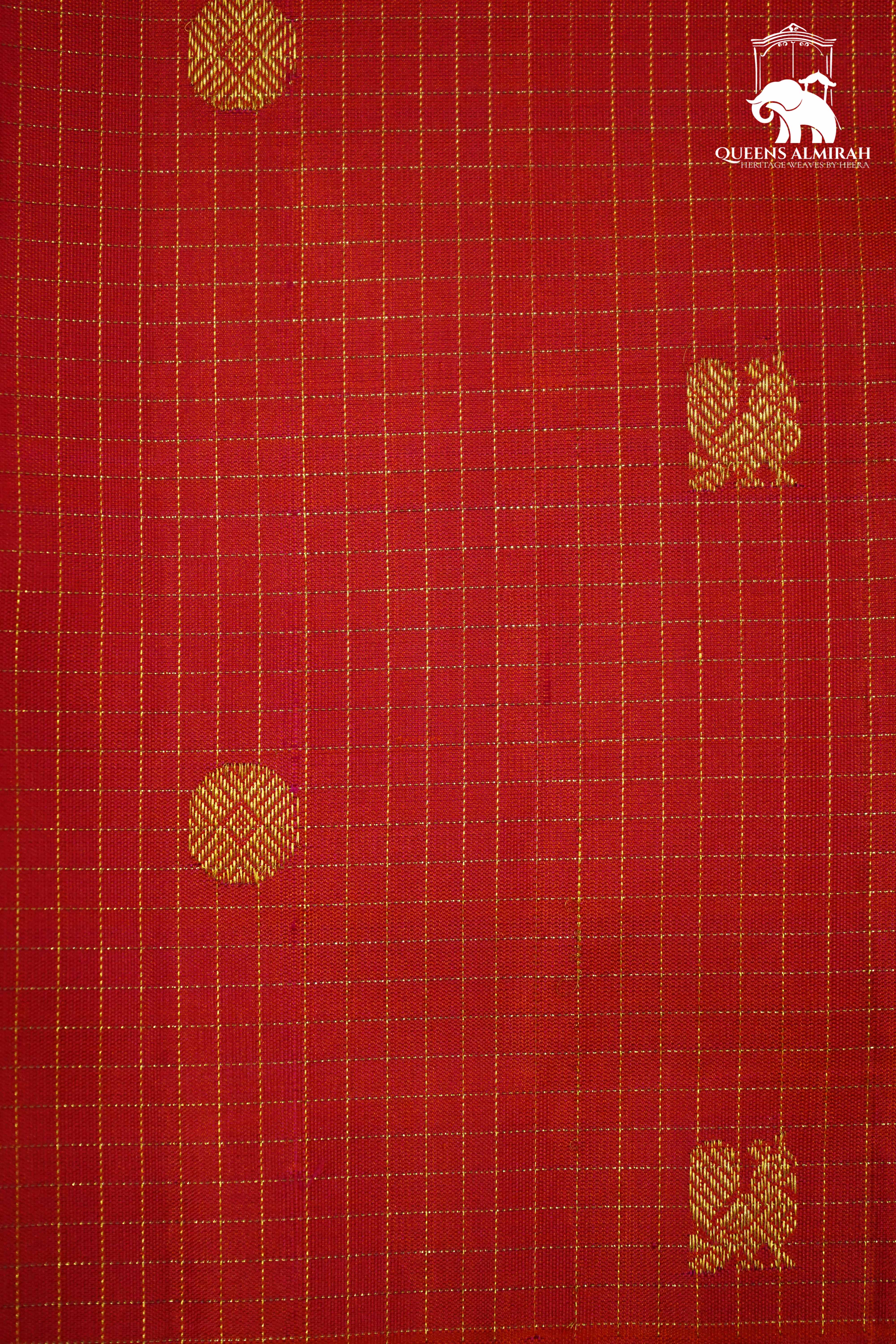 PINKISH ORANGE WITH WOVEN BORDER KANCHIVARAM SILK SAREE - Queens Jewel Emporium