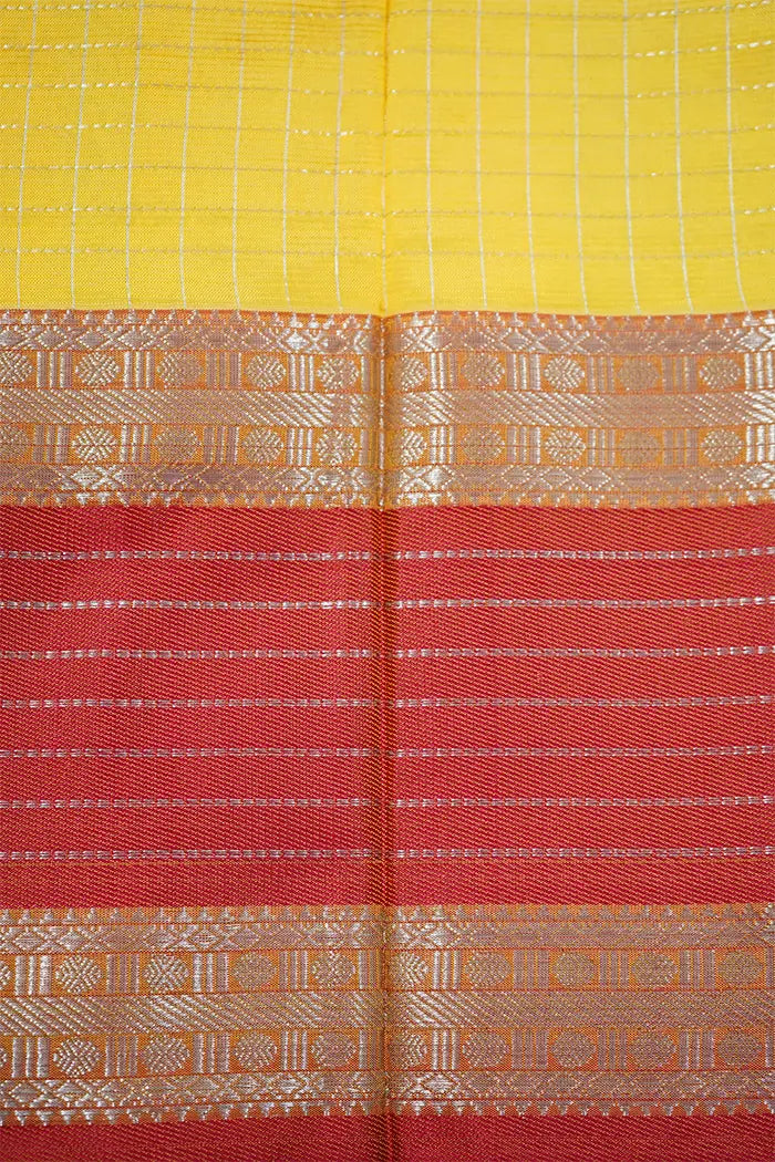 RASPERRY PIINK WITH LEMON YELLOW CHECKS MANGALGIRI SAREE - Queens Jewel Emporium