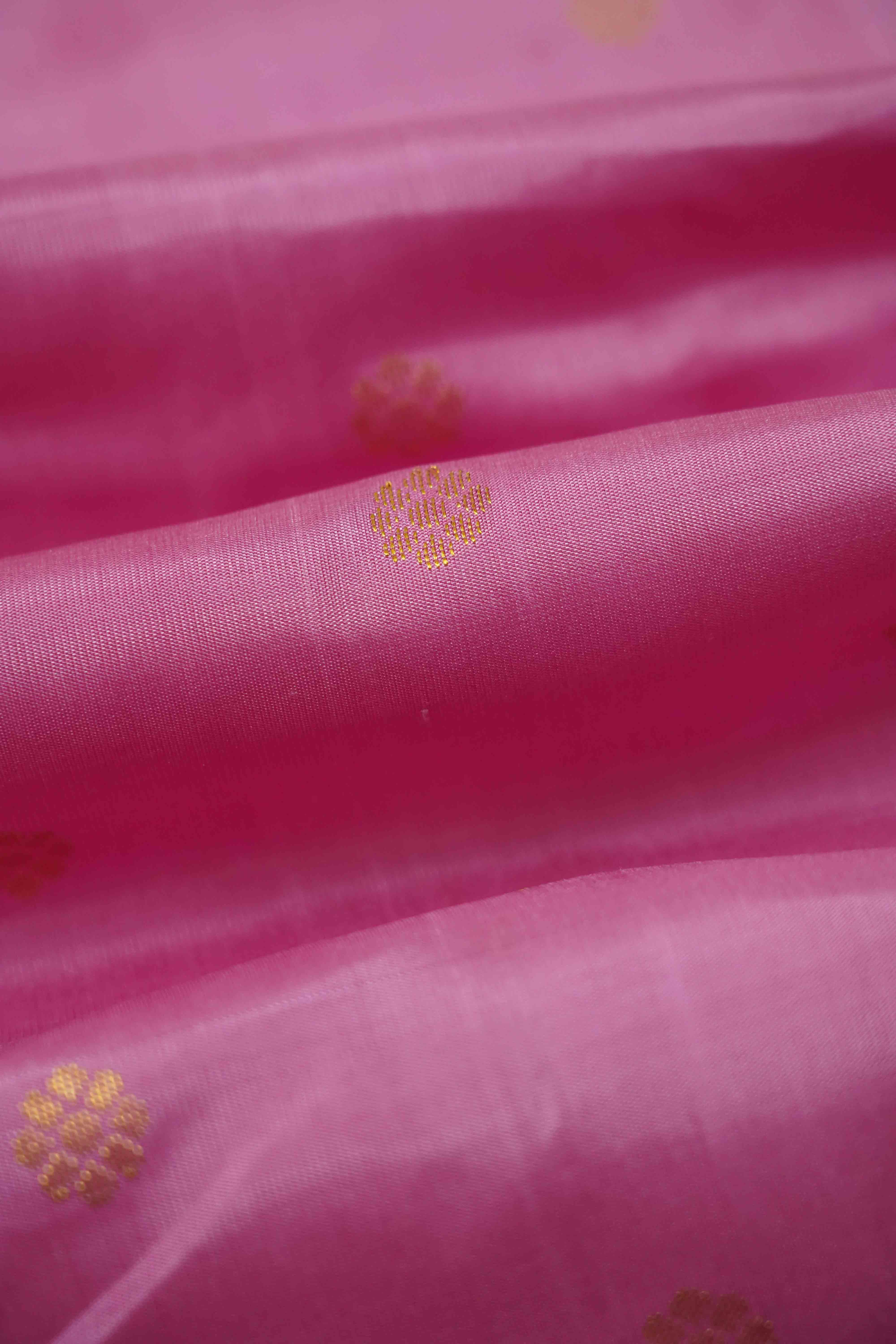 ROSE MILK PINK WITH BLUE GREEN PURE KANCHIVARAM SILK SAREE - Queens Jewel Emporium