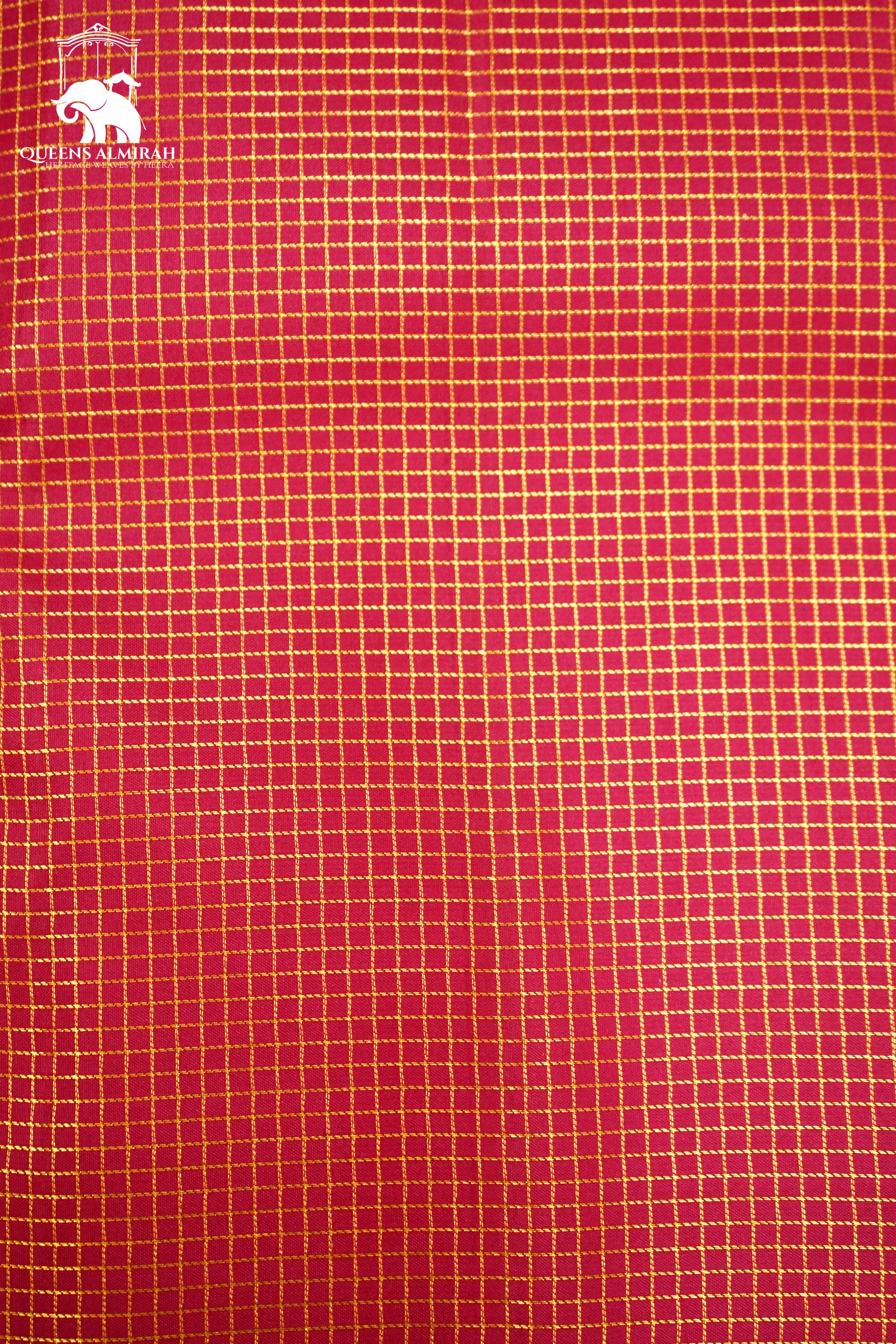 ROUGE PINK WITH DARK PINK KANCHIVARAM SILK SAREE - Queens Jewel Emporium
