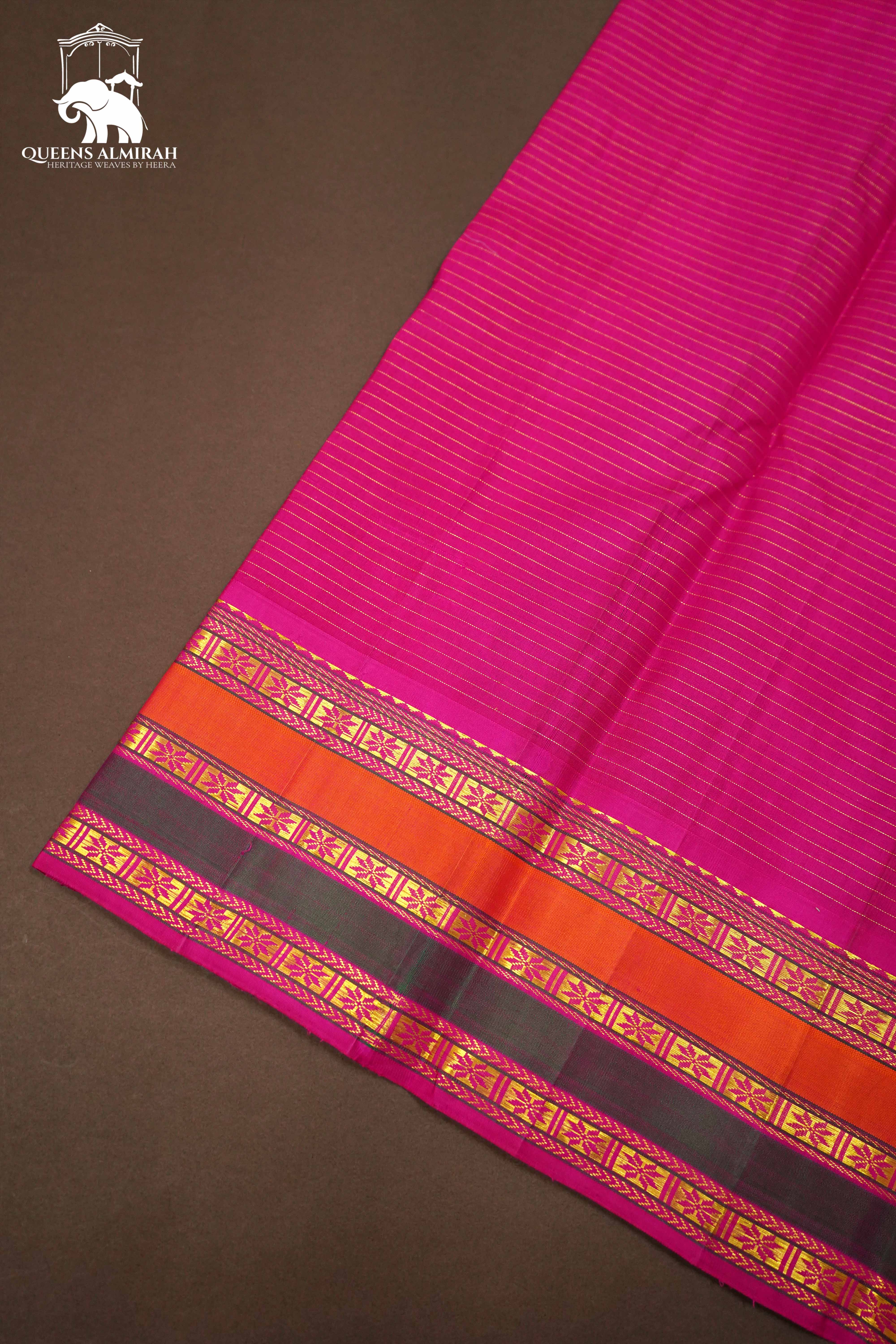 ROYAL PURPLE WITH MULTICOLOR KANCHIVARAM SILK SAREE - Queens Jewel Emporium