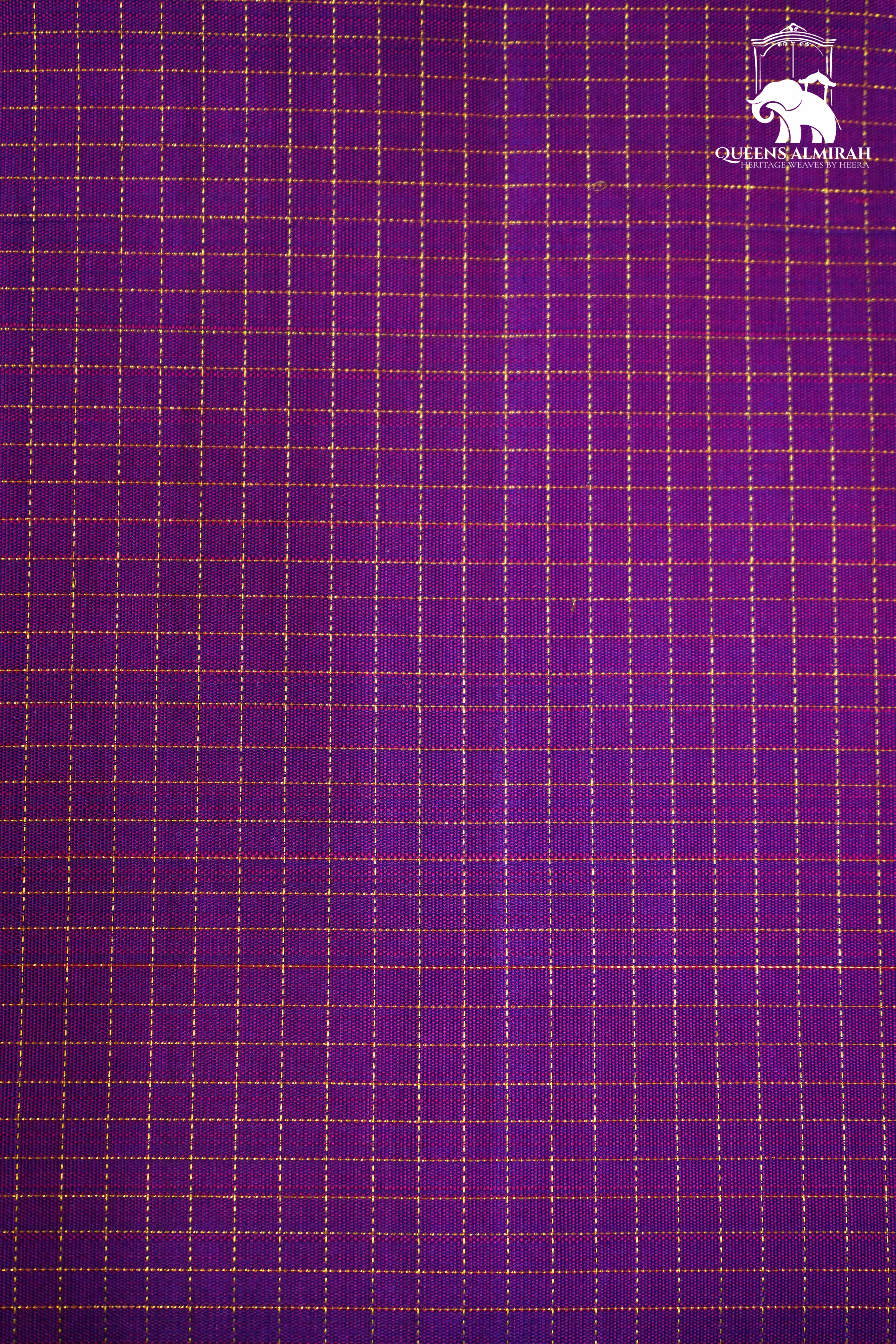 ROYAL PURPLE WITH MULTICOLOR KANCHIVARAM SILK SAREE - Queens Jewel Emporium