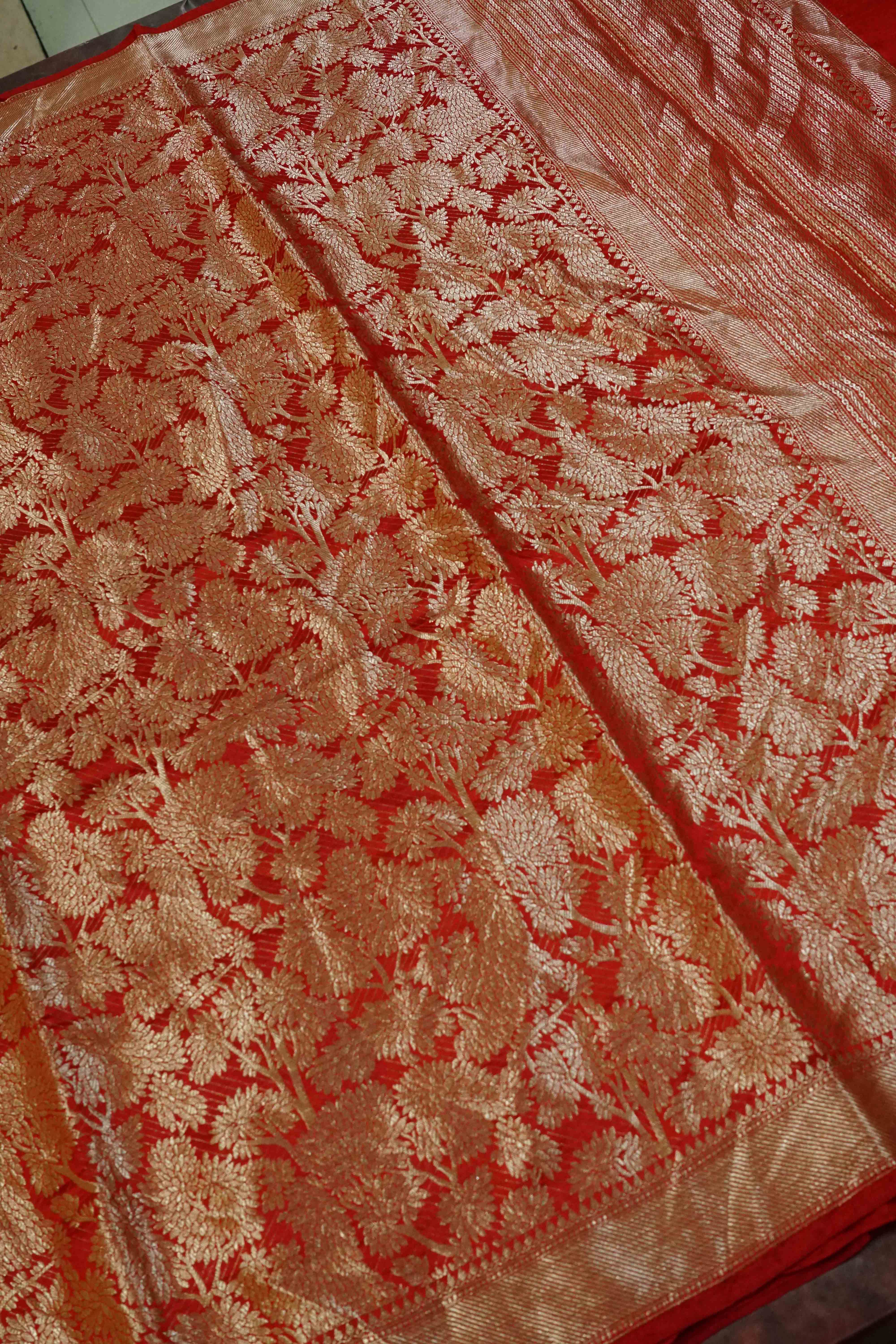RED BERRY BANARASI SILK SAREE - Queens Jewel Emporium