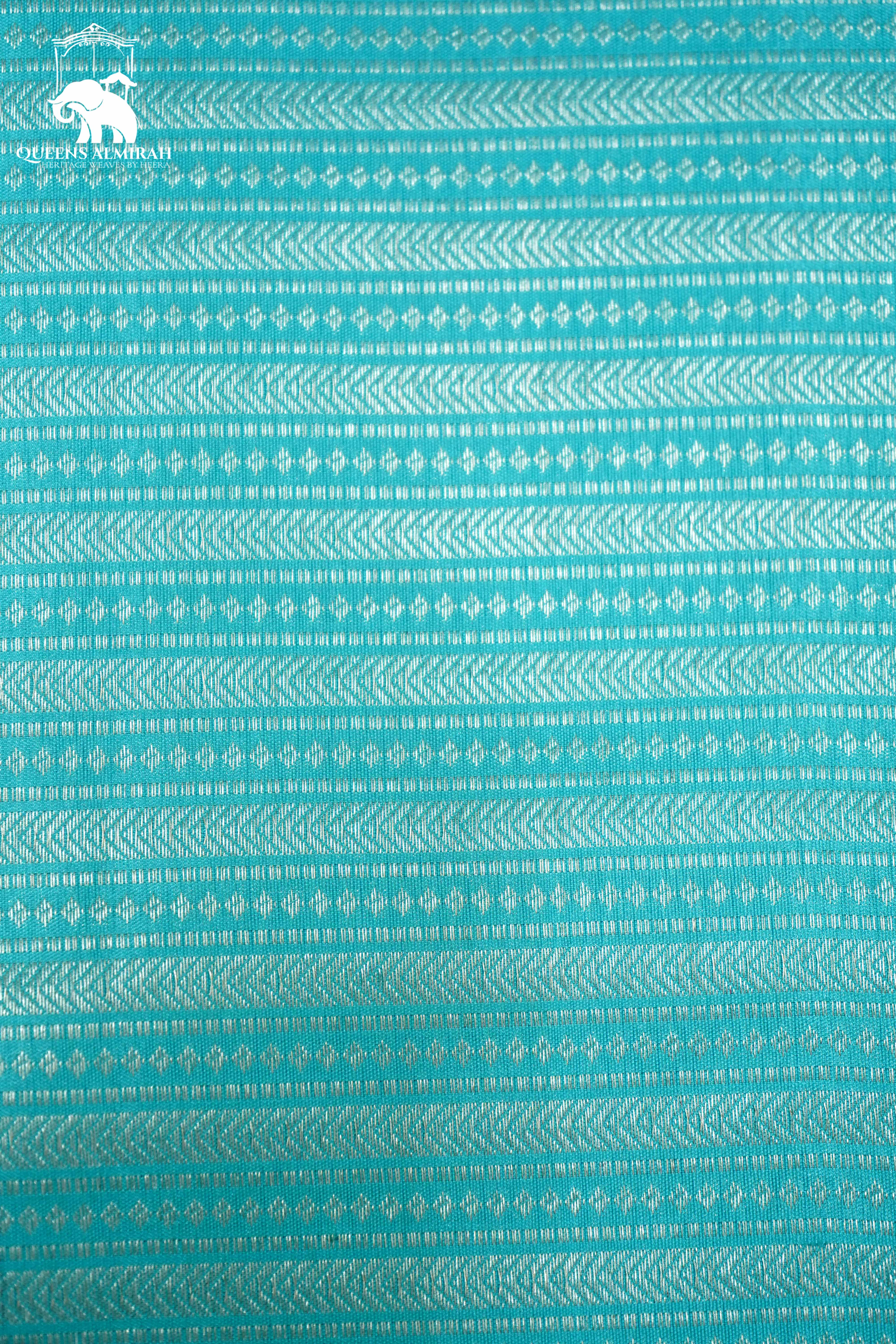 SKY BLUE WITH ROYAL PINK KANCHIVARAM SILK SAREE - Queens Jewel Emporium