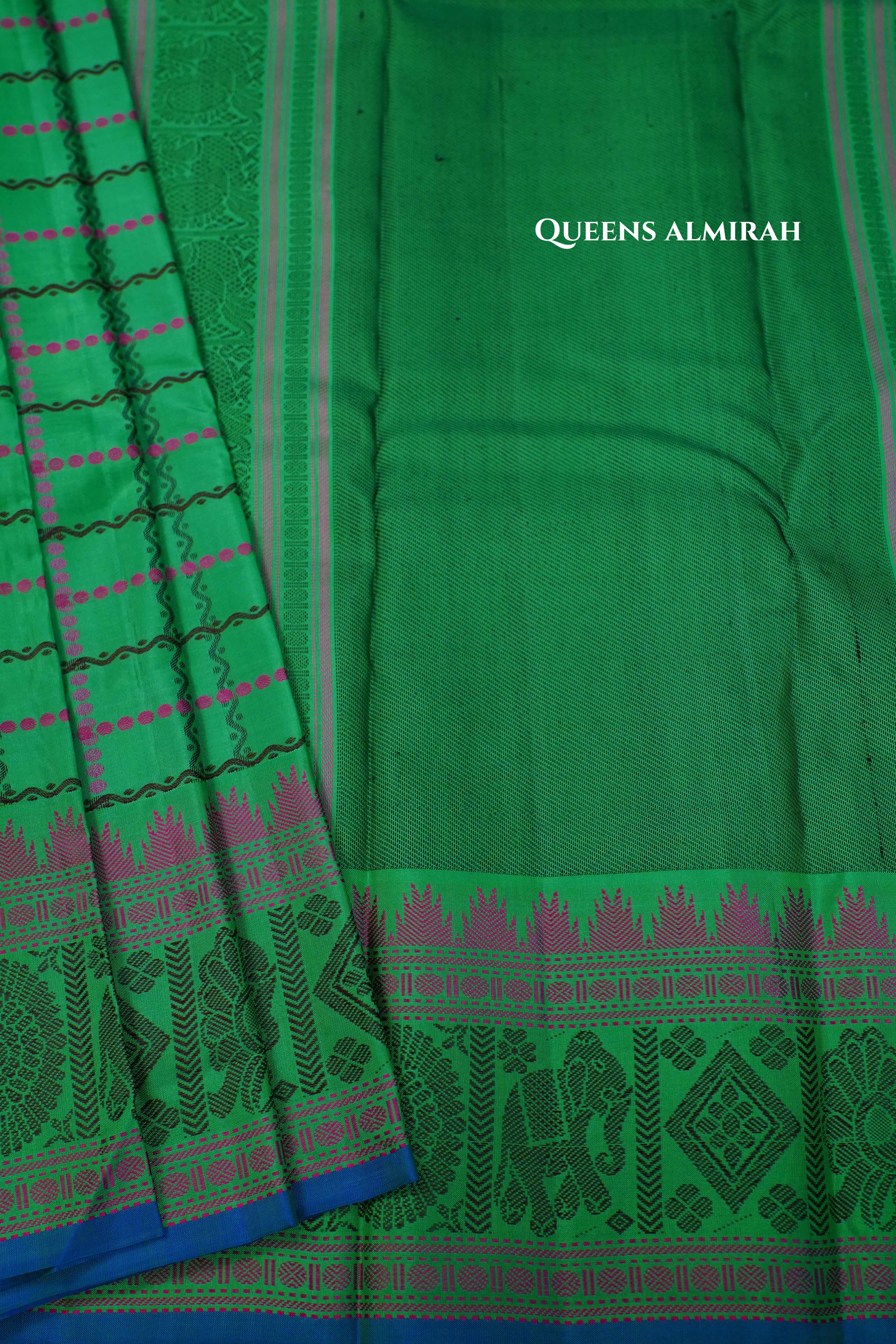 Sea Green Pure Kanchivaram Silk Saree QUEENS ALMIRAH