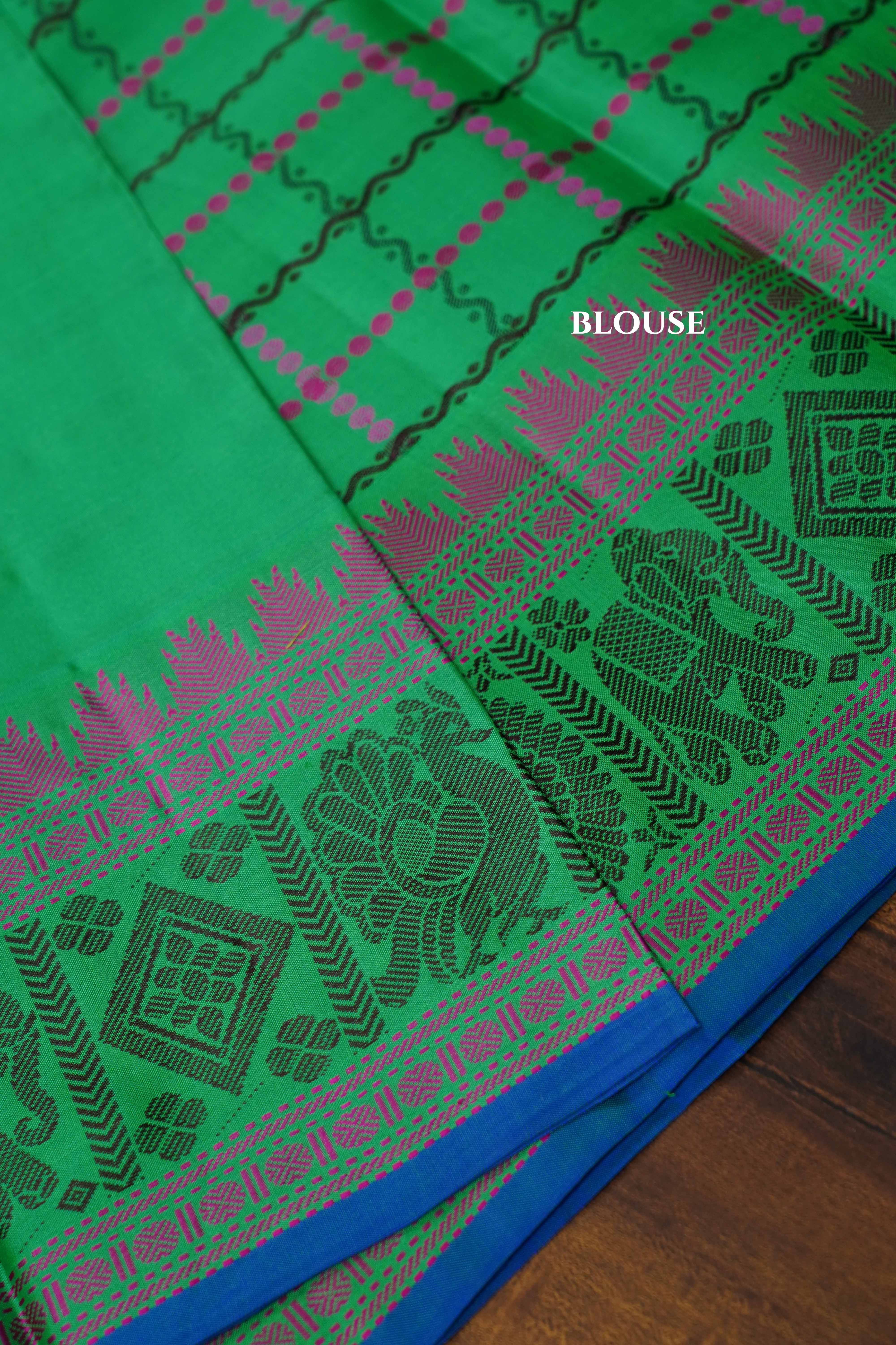 Sea Green Pure Kanchivaram Silk Saree QUEENS ALMIRAH