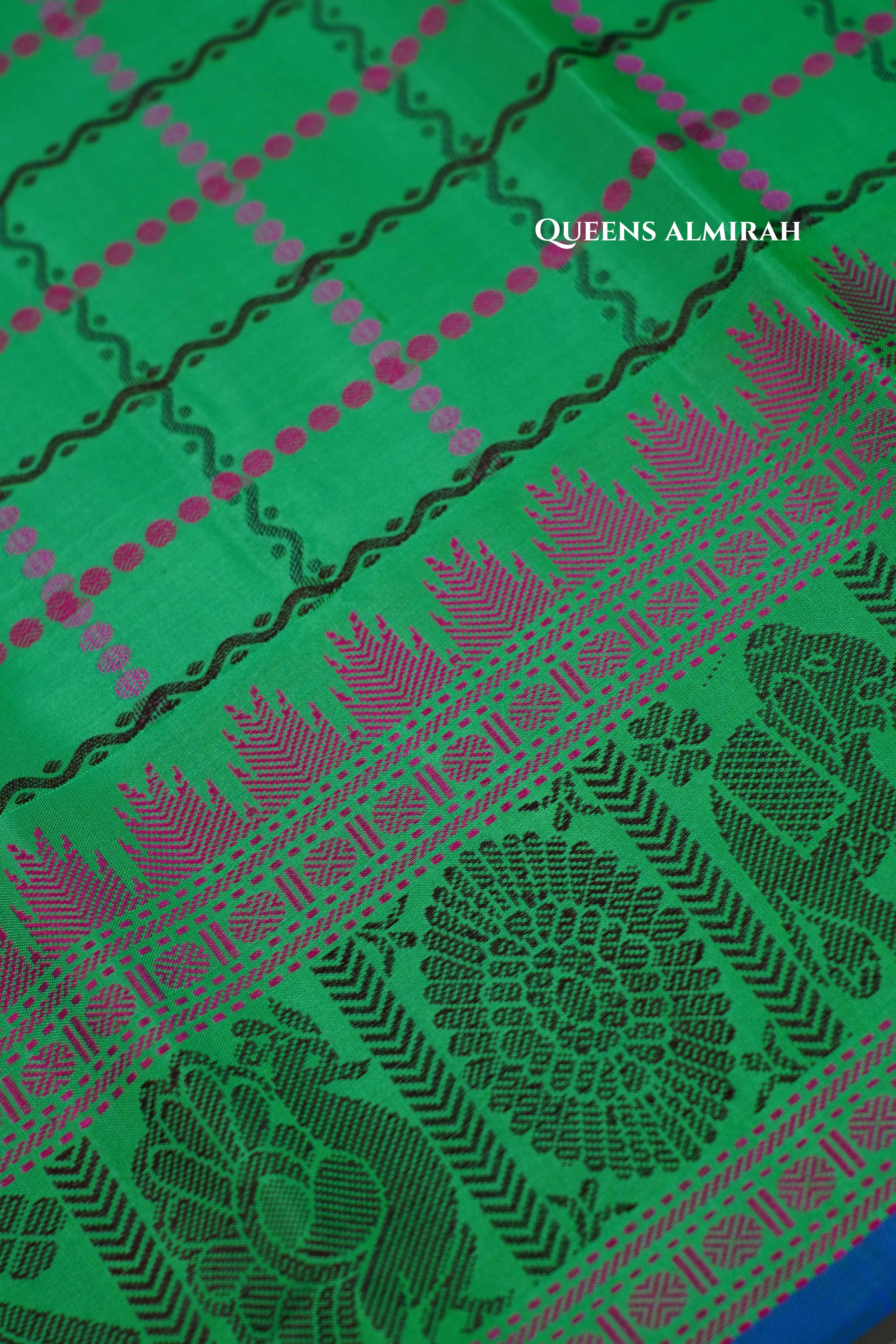Sea Green Pure Kanchivaram Silk Saree QUEENS ALMIRAH