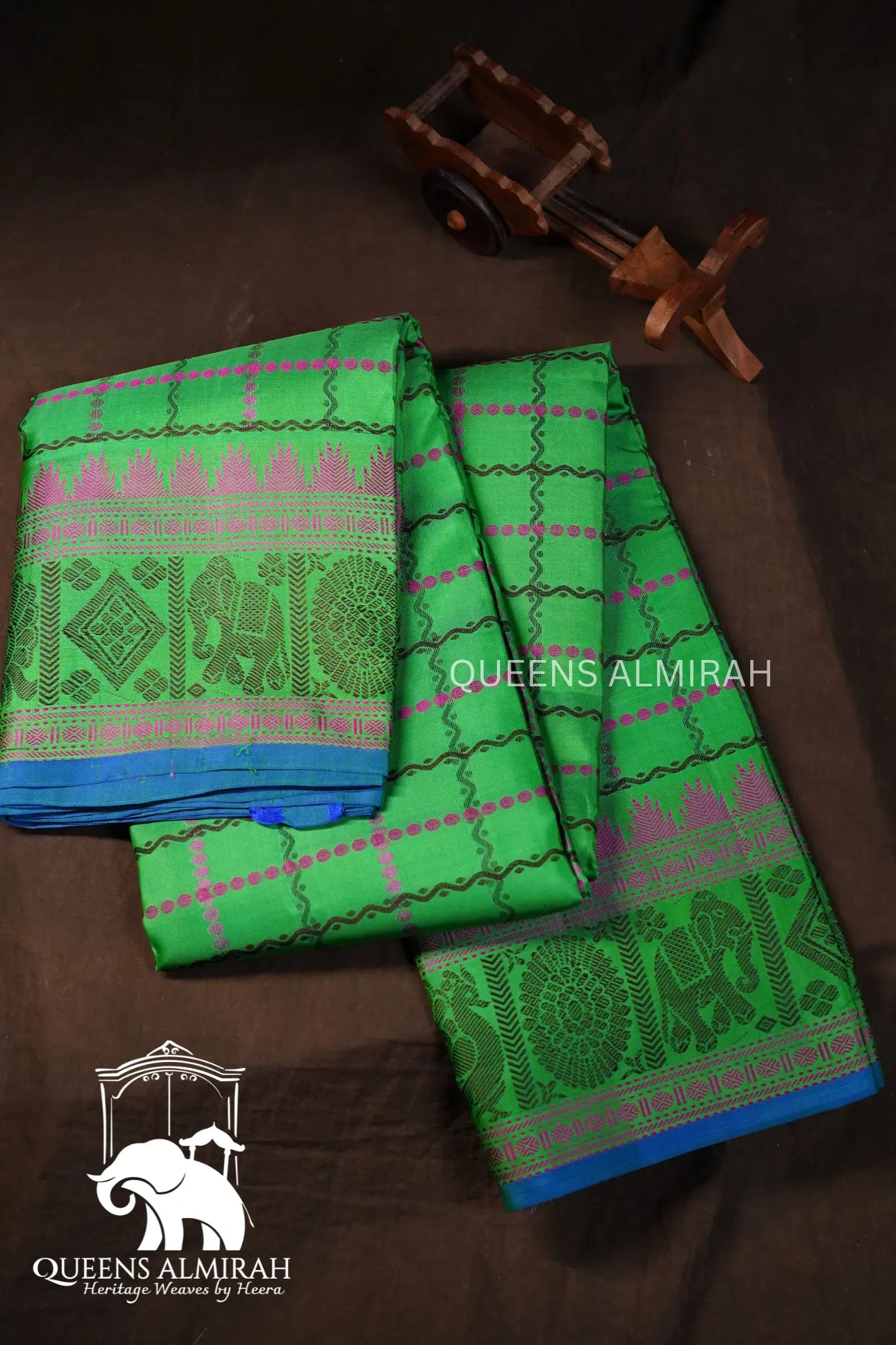 Sea Green Pure Kanchivaram Silk Saree QUEENS ALMIRAH