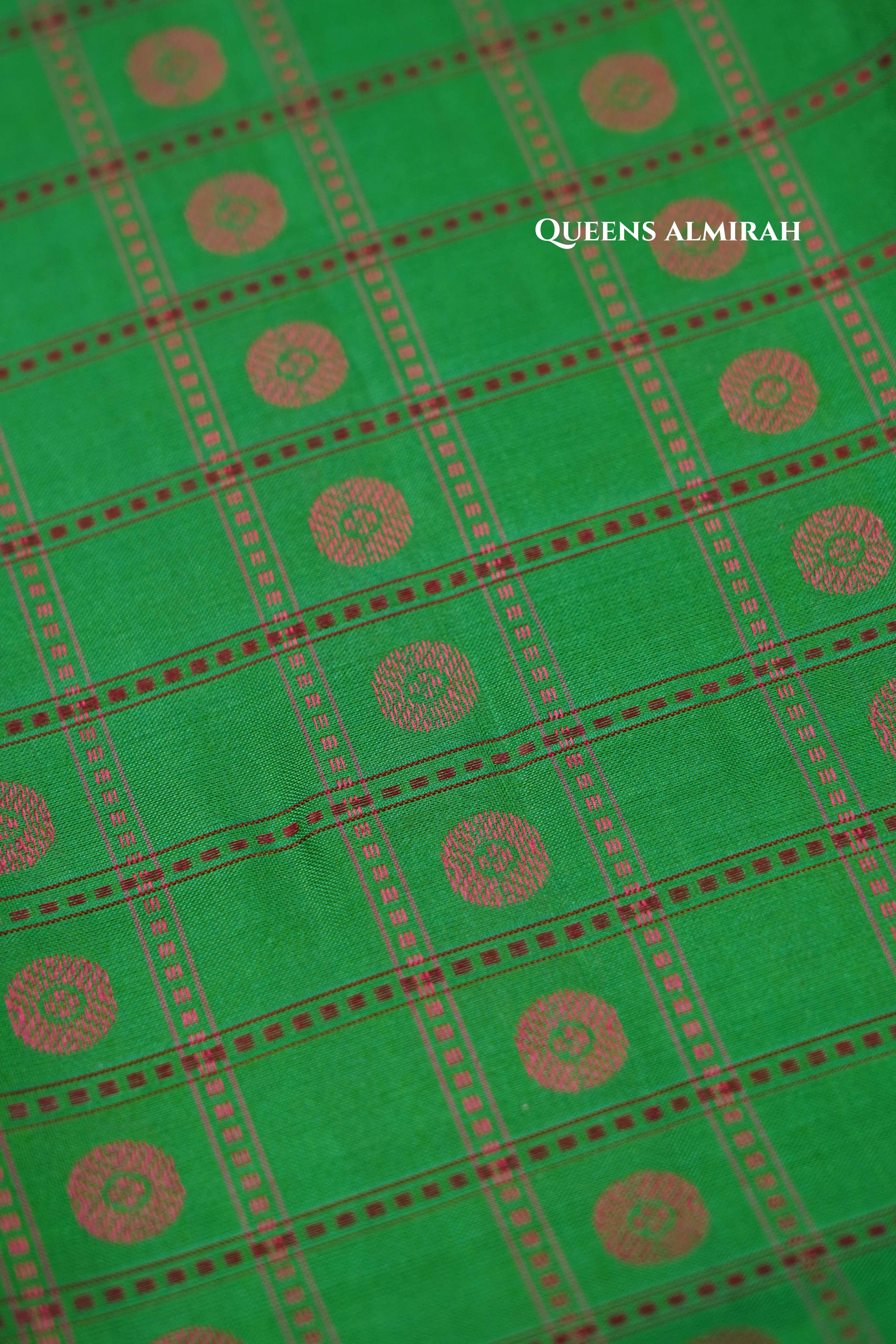 Sea Green With Parrot Green Pure Kanchivaram silk saree QUEENS ALMIRAH